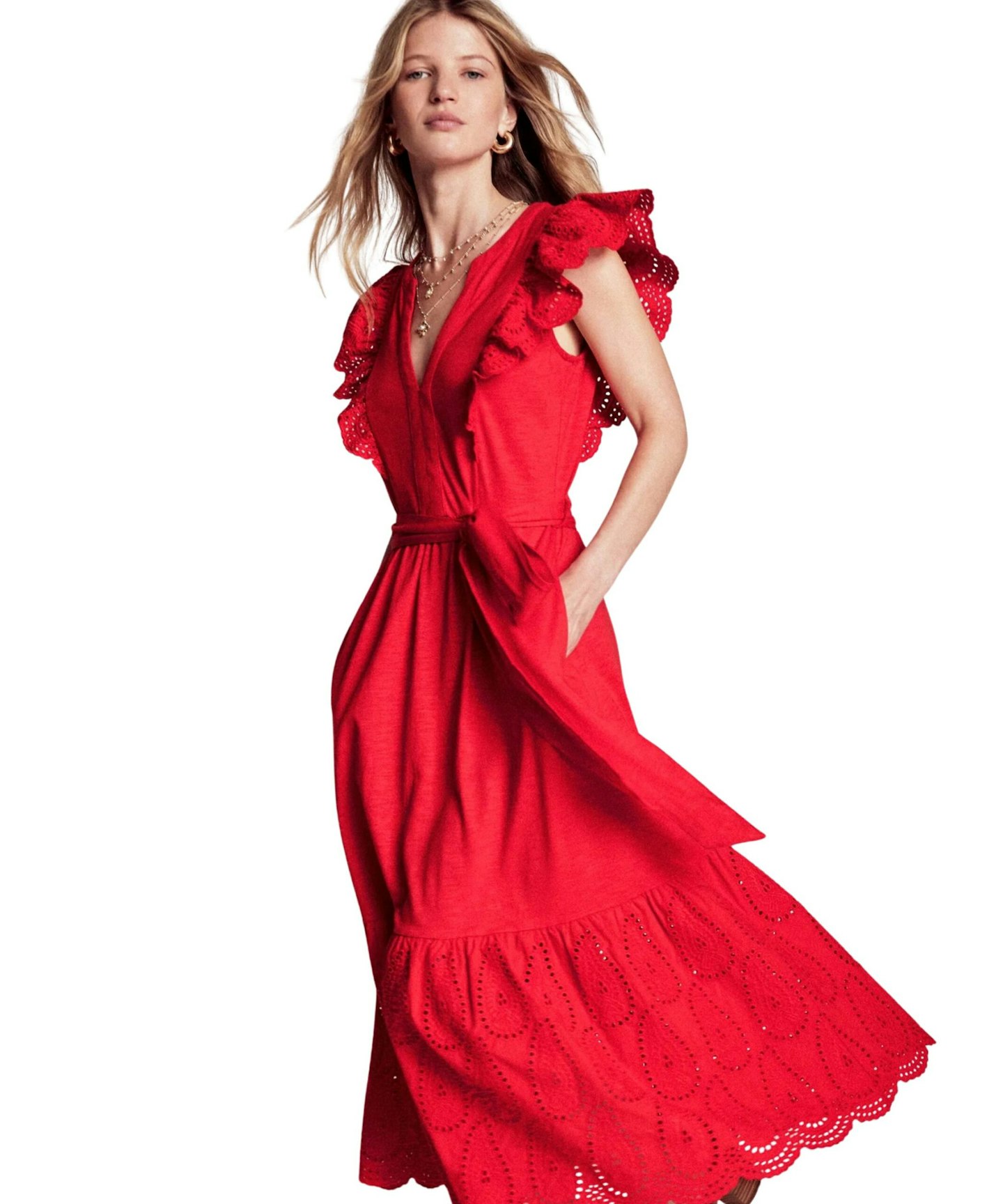 Boden Ruffle Detail Tier Midi Dress