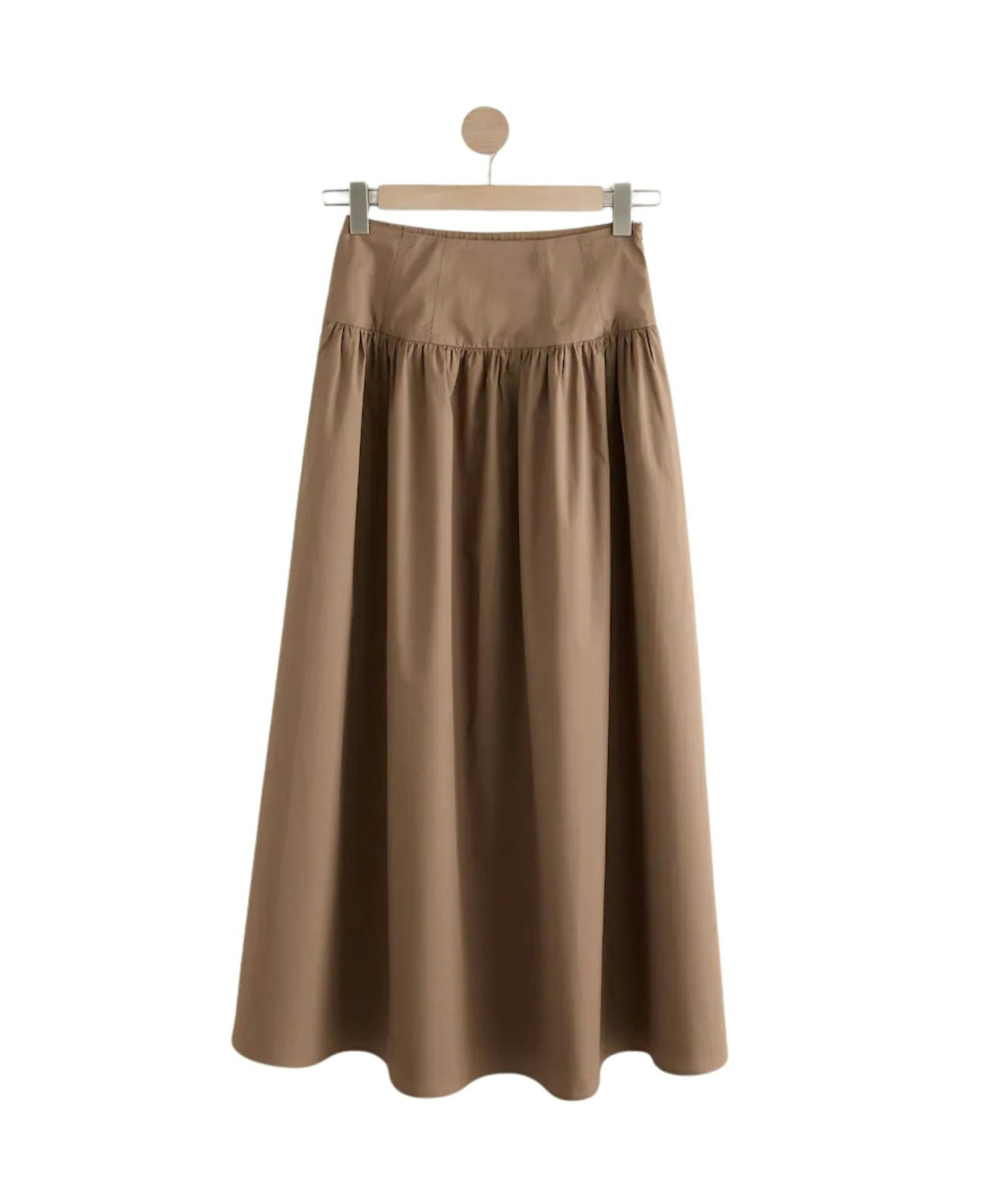 Camel Drop Waist Maxi Skirt