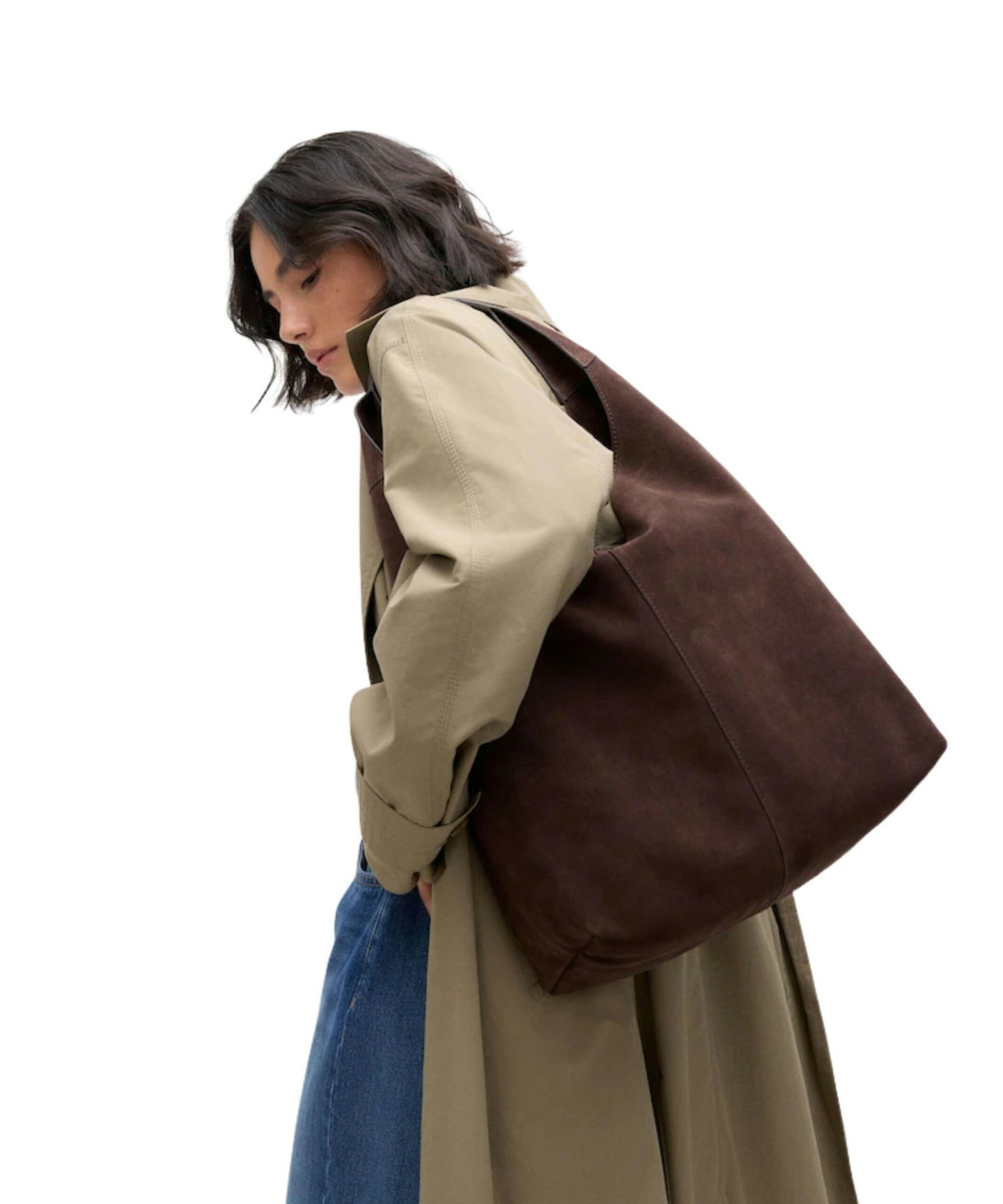 Chocolate Brown Suede Shoulder Bag
