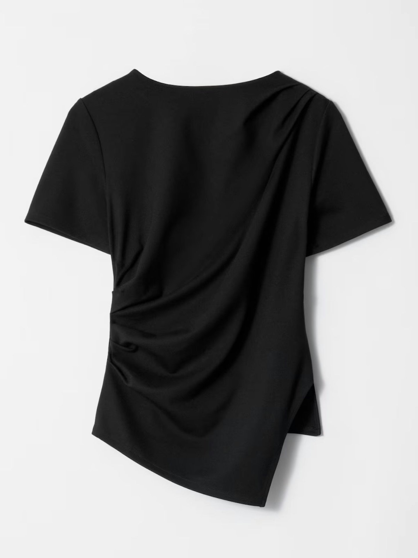 & Other Stories, Draped Asymmetric T-Shirt - Black