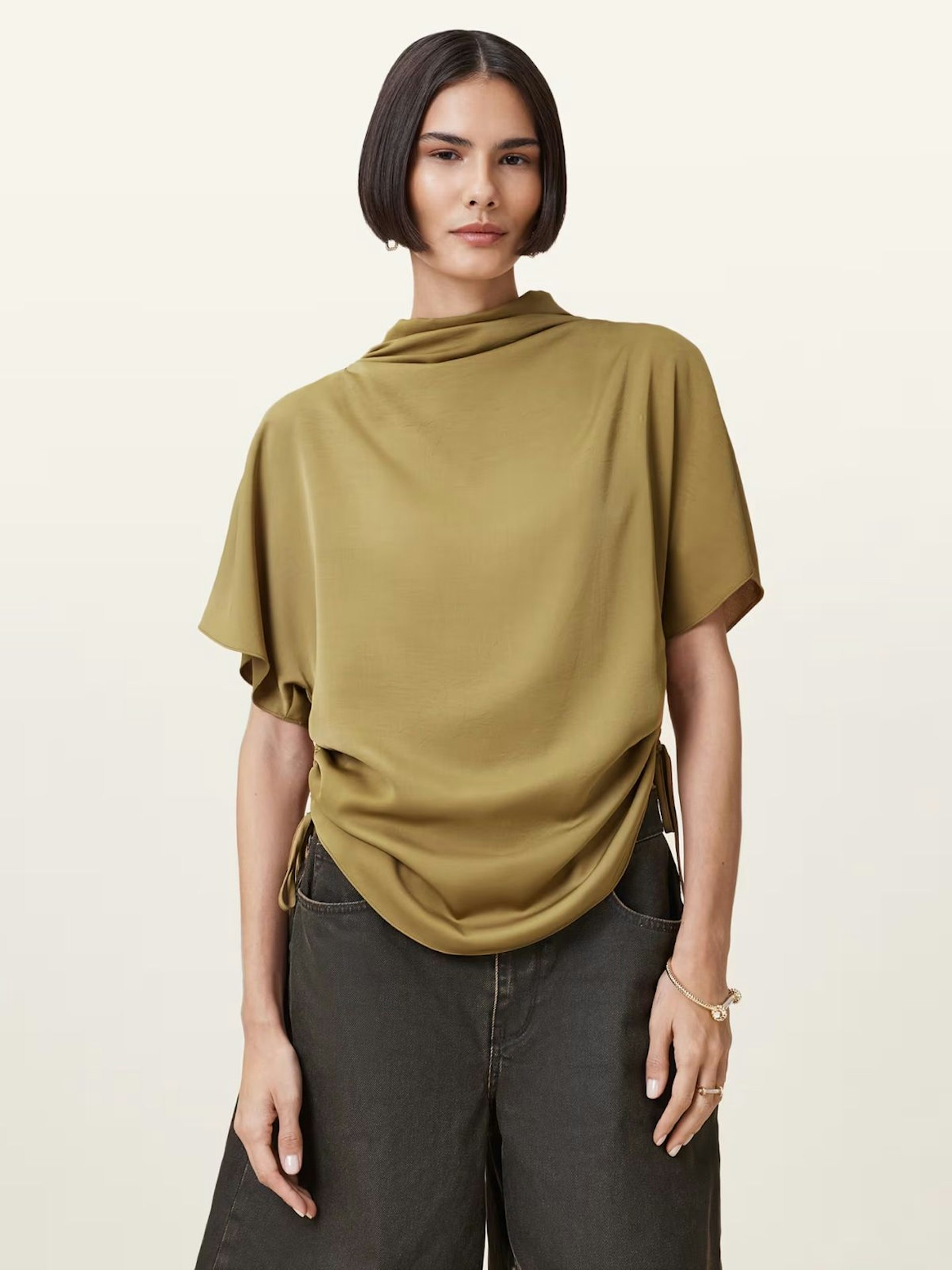 All Saints, Leslie Satin Short Sleeve Top