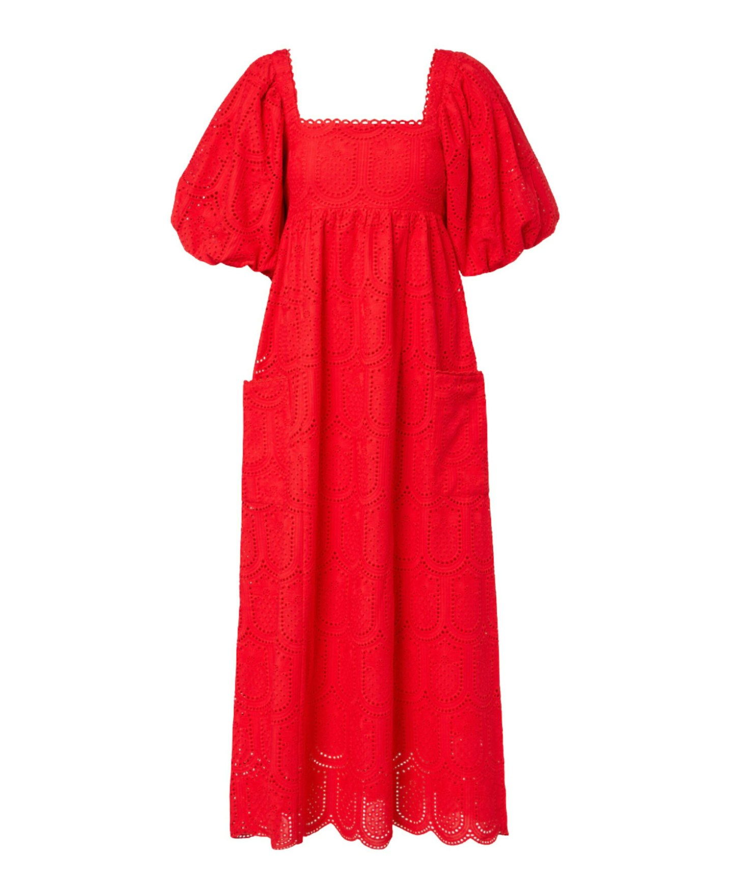 Farm Rio Red Pineapple Eyelet Maxi Dress