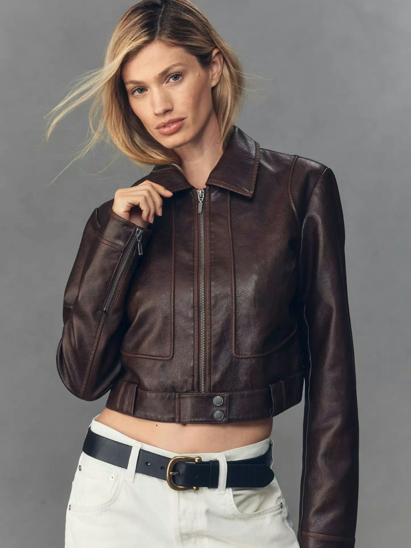 Anthropologie, Pilcro Faux-Leather Shrunken Moto Jacket