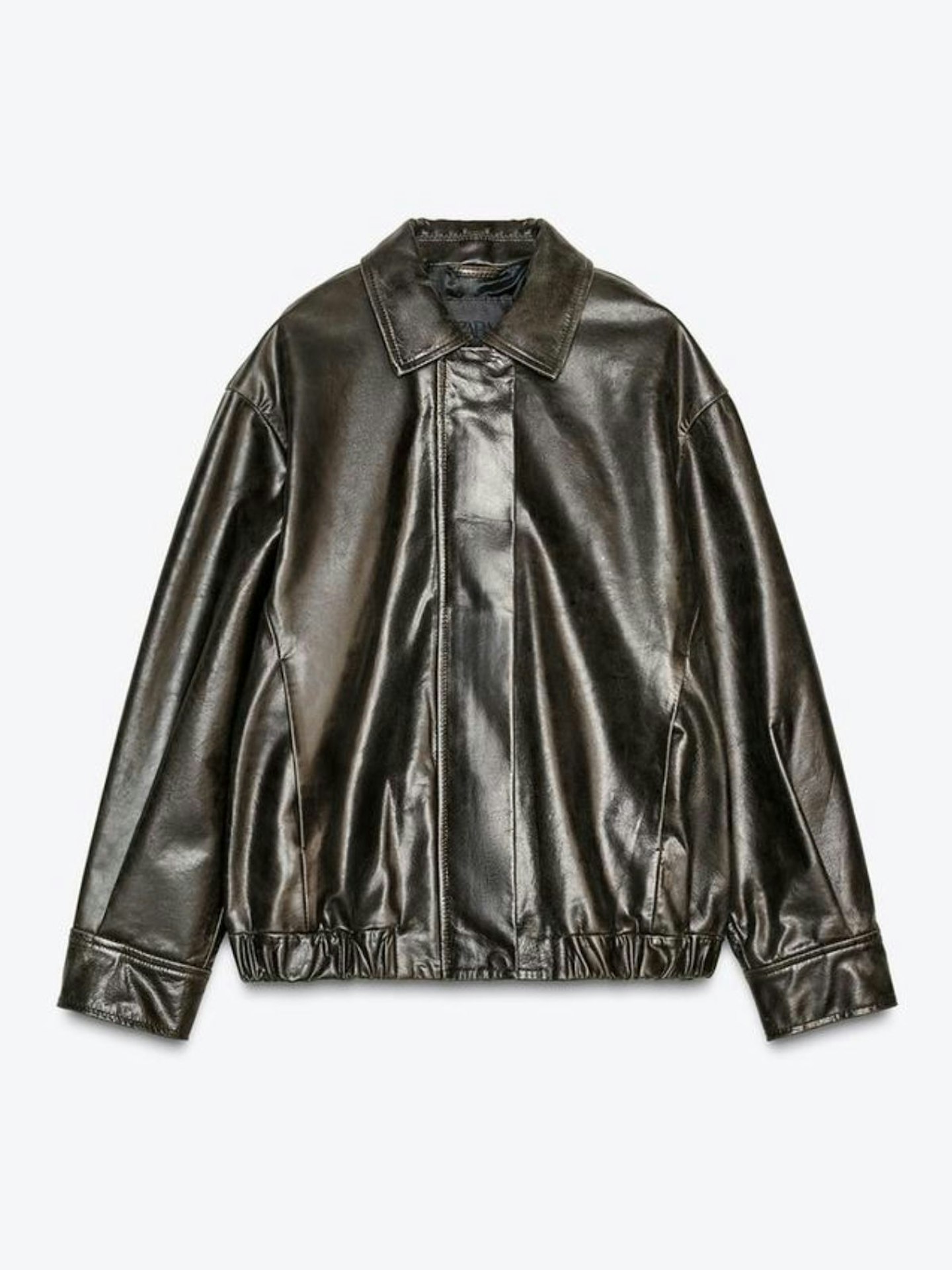 Zara, ZW Collection 100% Leather Bomber Jacket