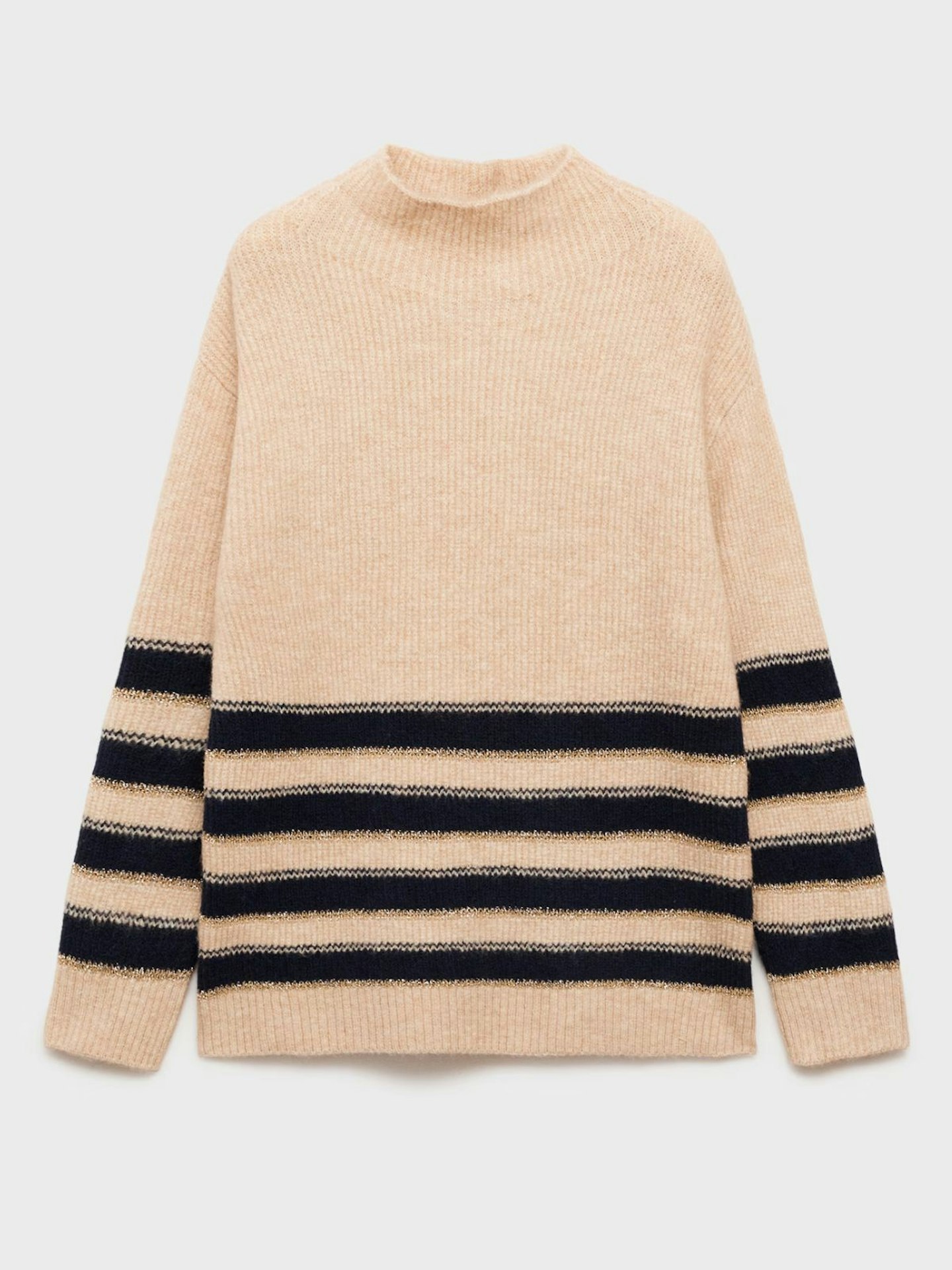 Mango, Striped Sweater With Perkins Neck