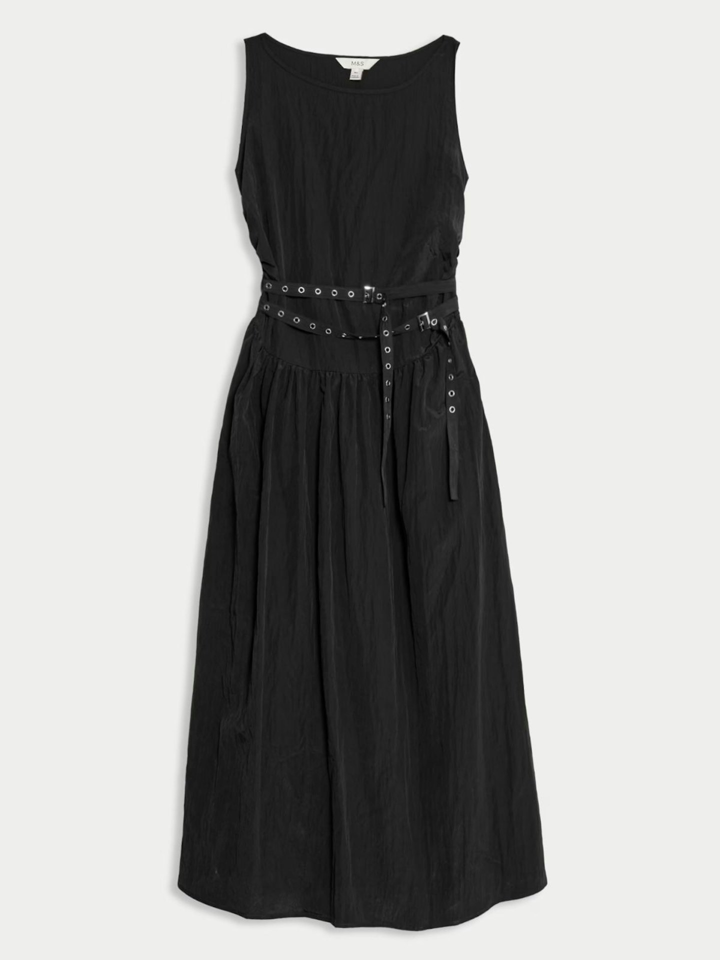M&S, Belted Midaxi Waisted Dress - Black
