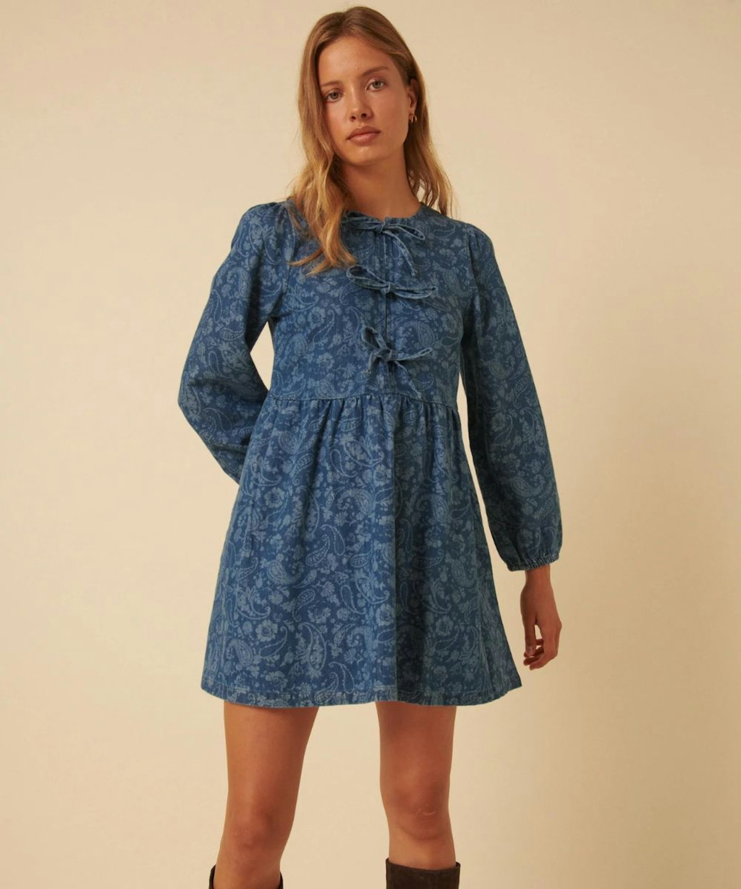 Nobody's Child, Denim Paisley Eden Mini Dress