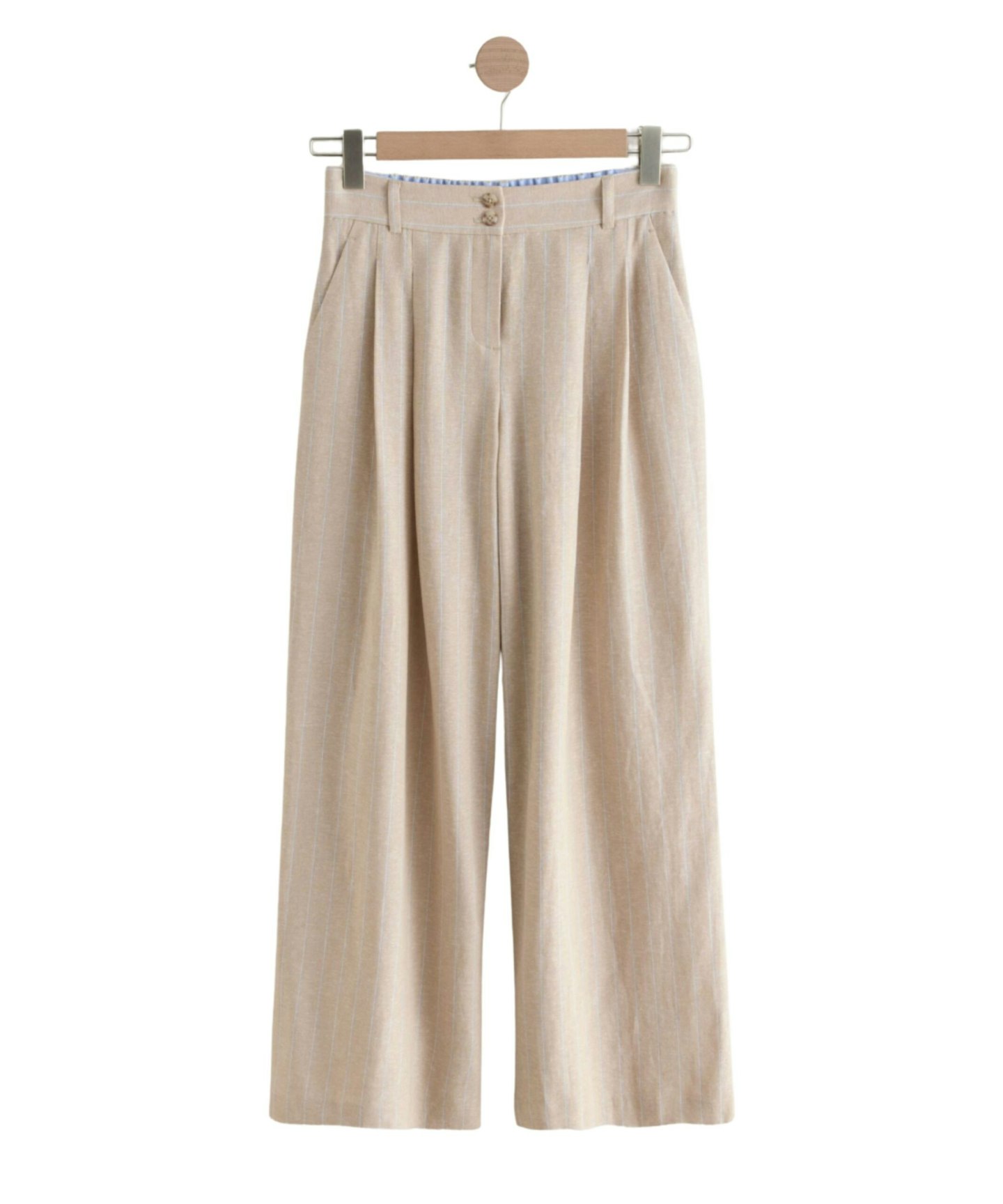 Neutral N. Premium Linen Rich Striped Wide Leg Trousers