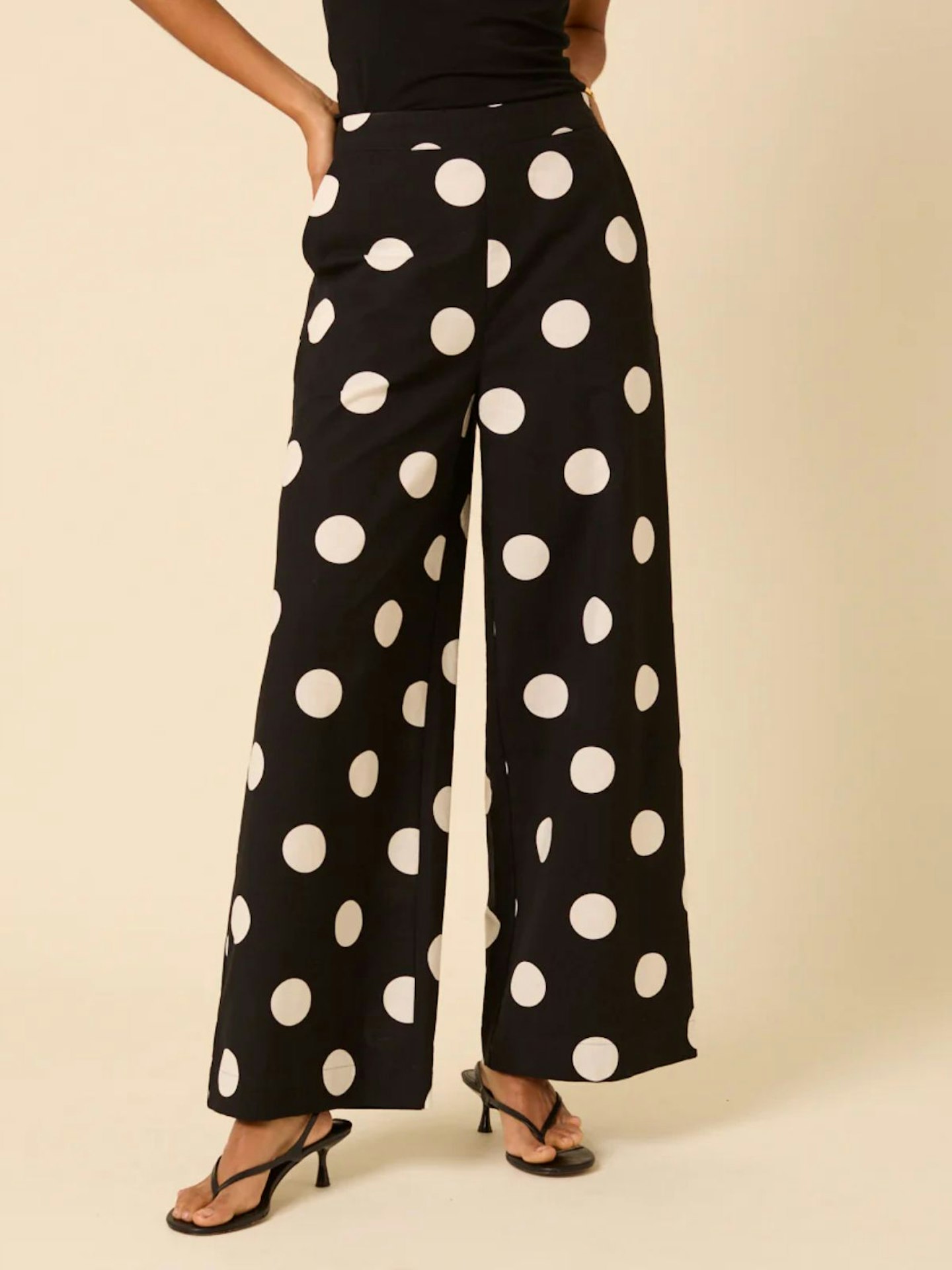 Nobody's Child, Black Polka Dot Wide Leg Trousers