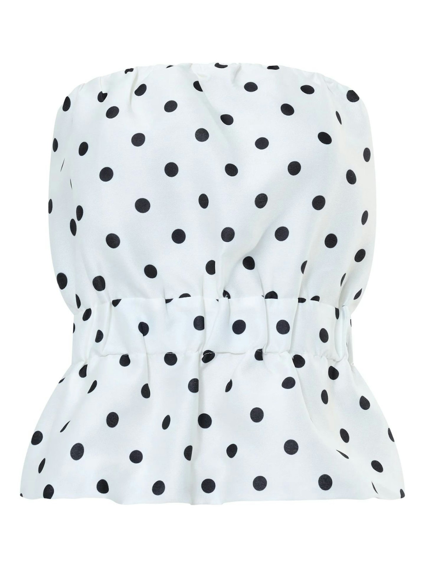 French Connection, Strapless Polka Dot Peplum Top