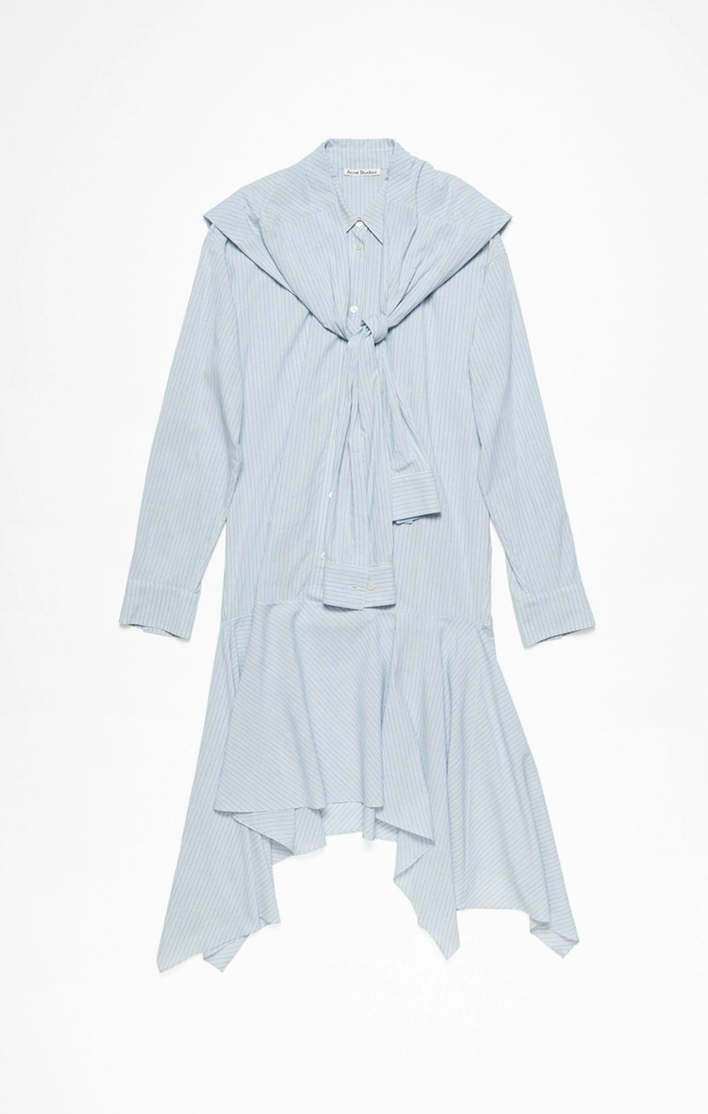 Acne Studios, Asymmetric Draped Striped Voile Shirt Dress