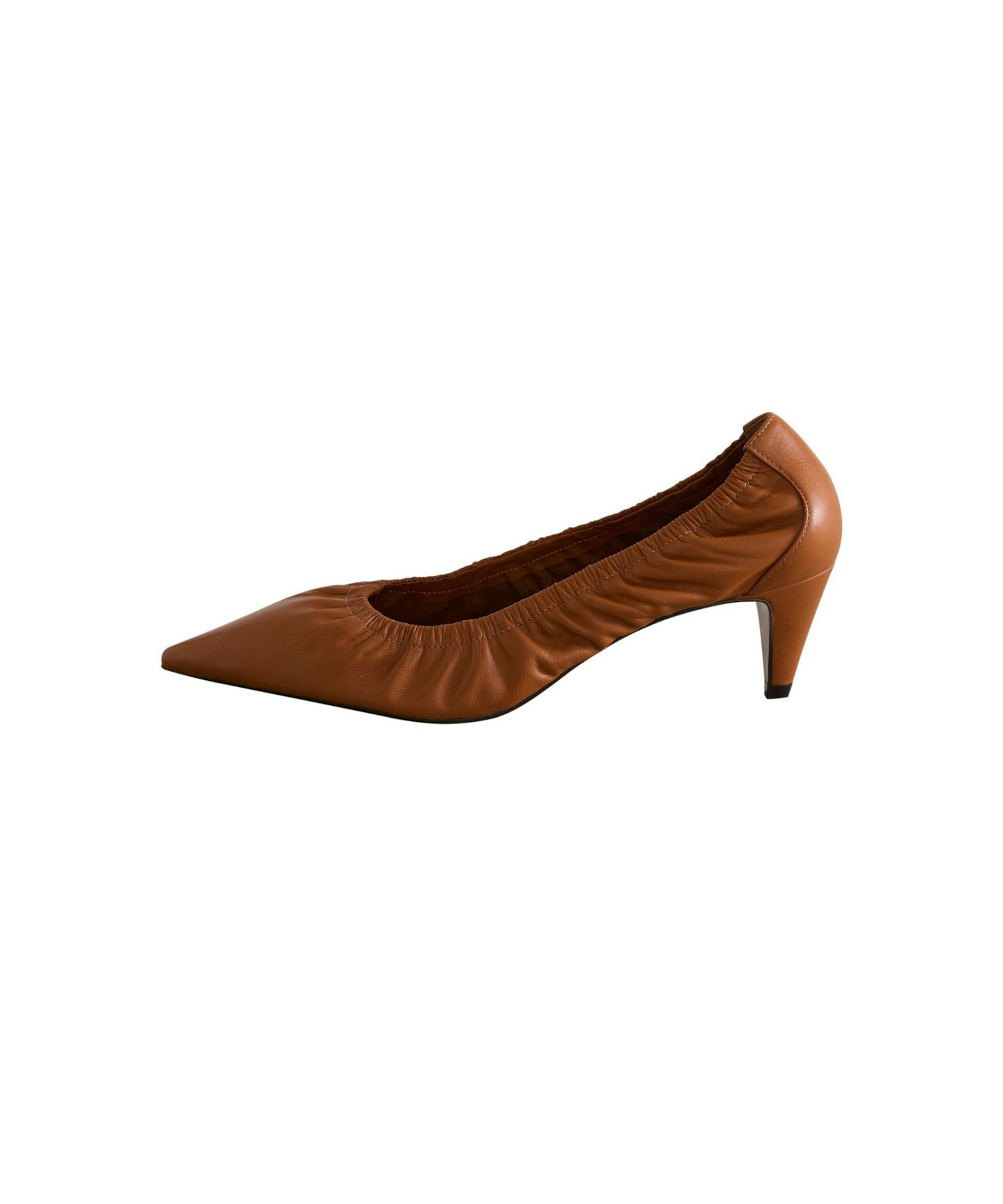 Tan Brown Signature Premium Scrunched Pointed Court Heels
