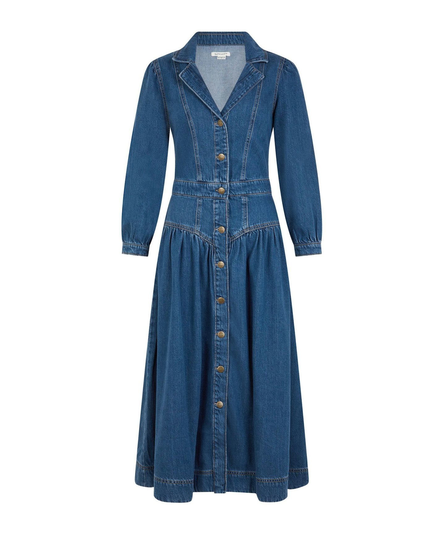 Tasmin Button Denim Midi Dress – Blue