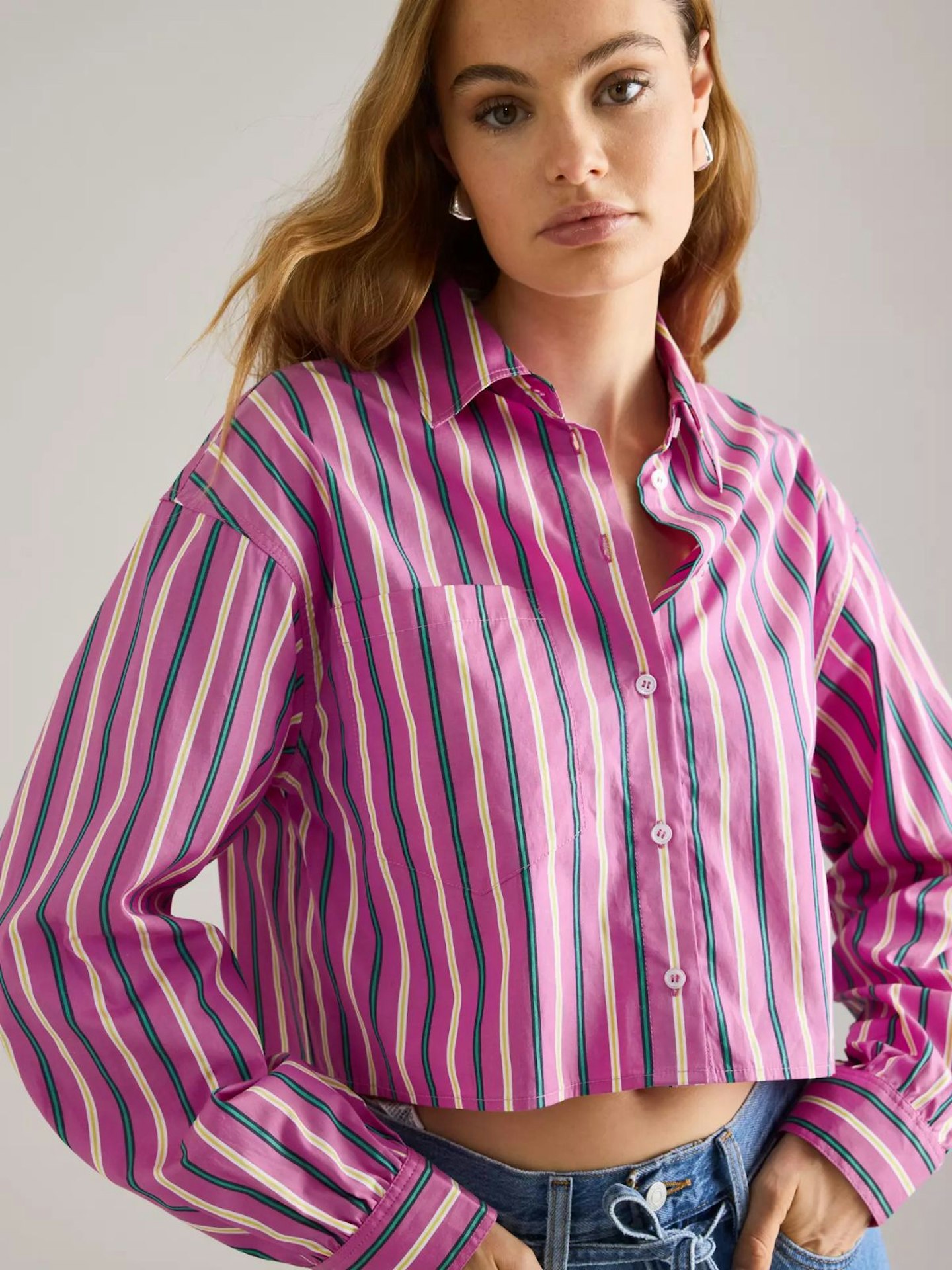 Anthropologie, Stripe Cropped Shirt