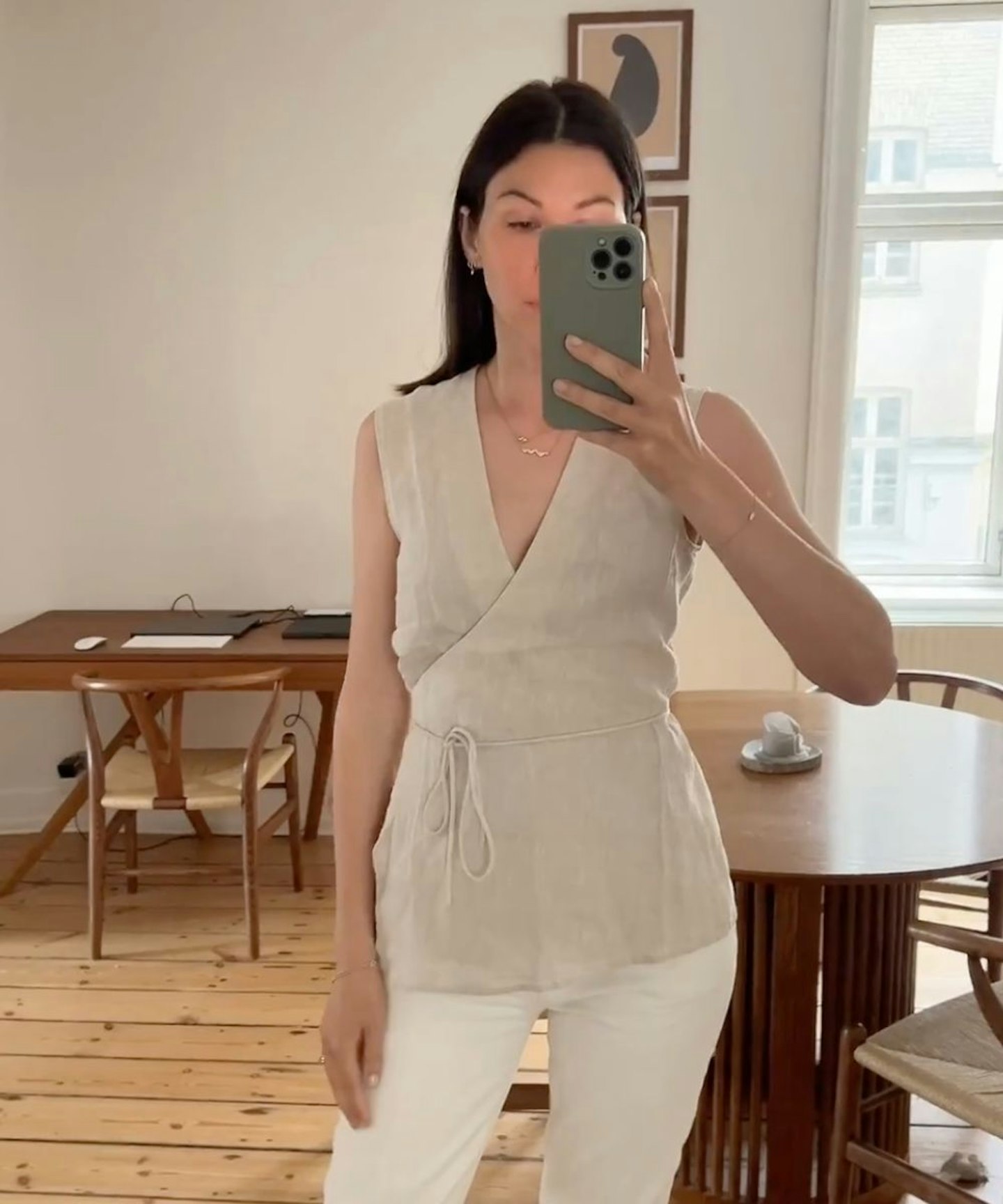 arket linen wrap top