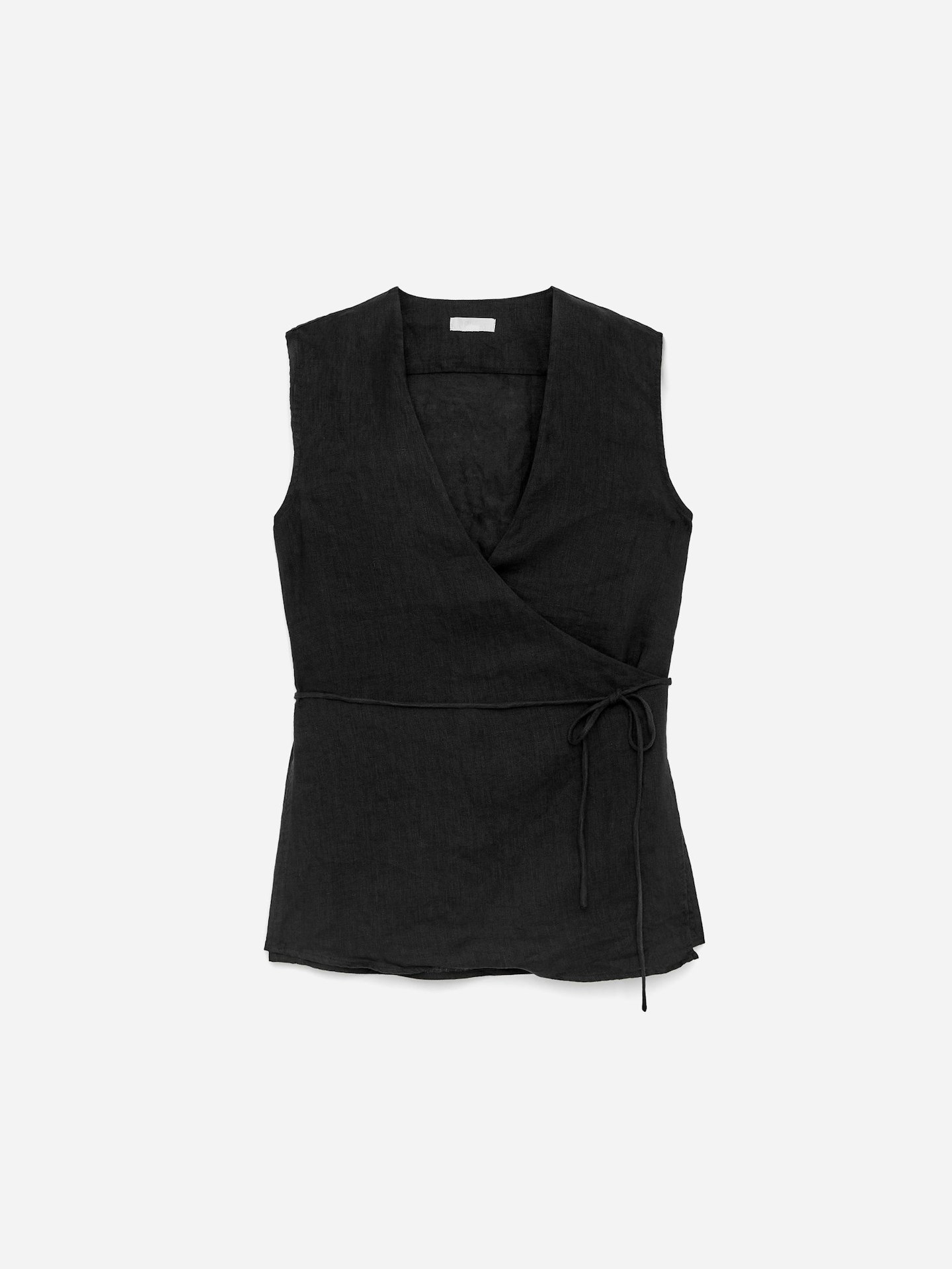 Linen Wrap Top in Black