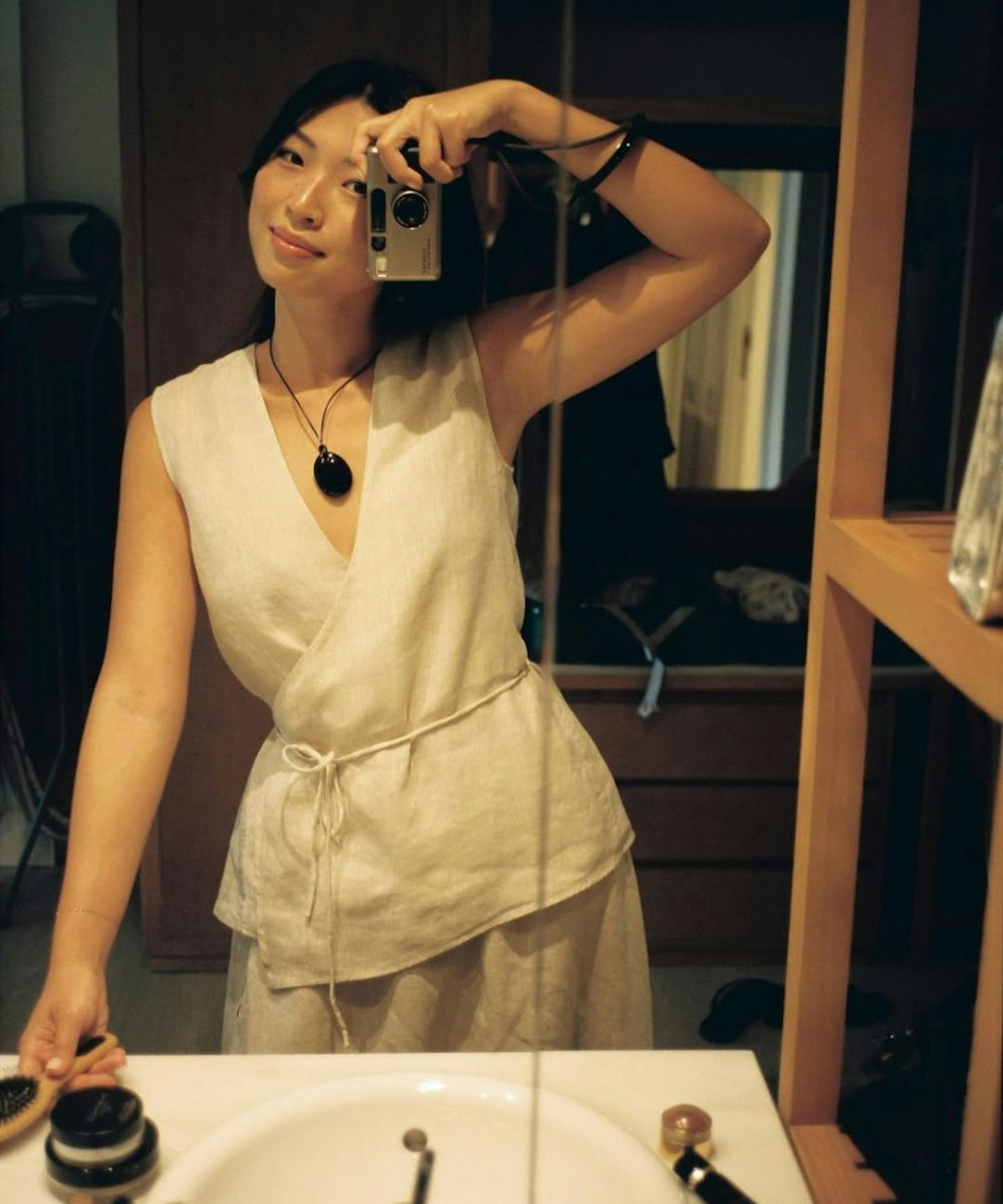 arket linen wrap top