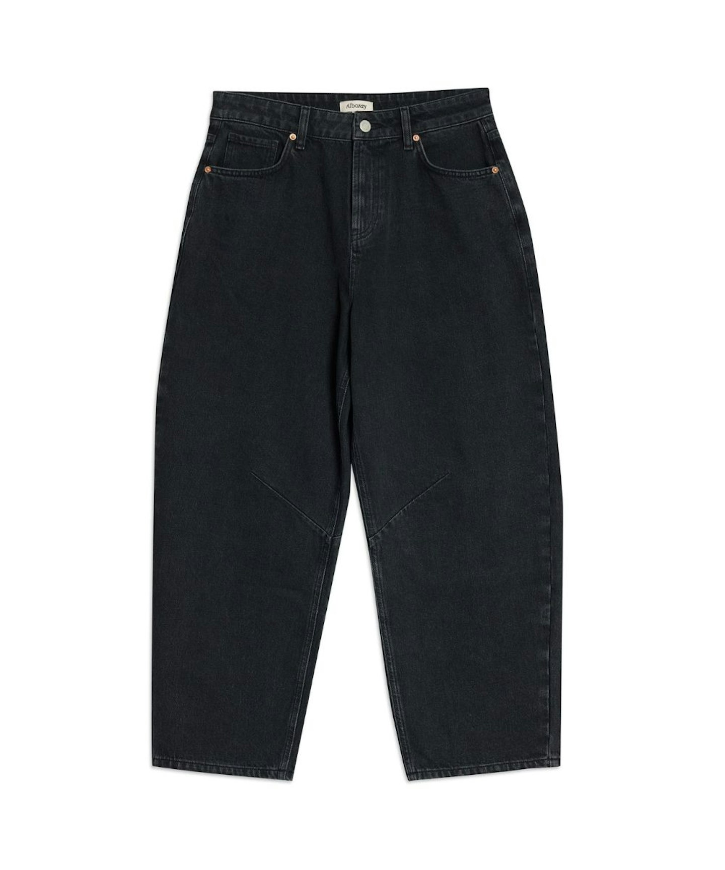 Relaxed Mid-Rise Barrel Jeans - Black