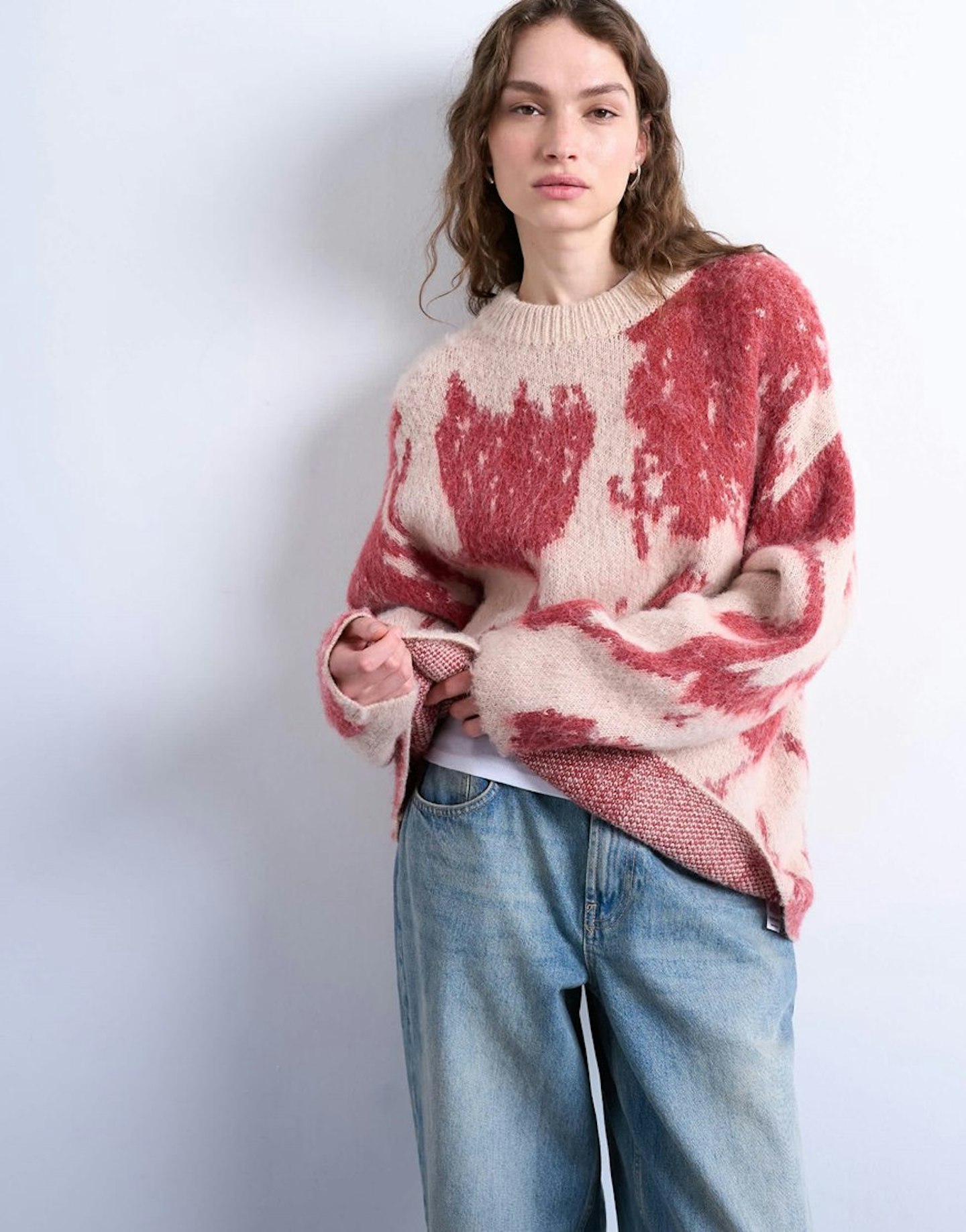 Topshop Knitted Blurred Floral Print Jumper 