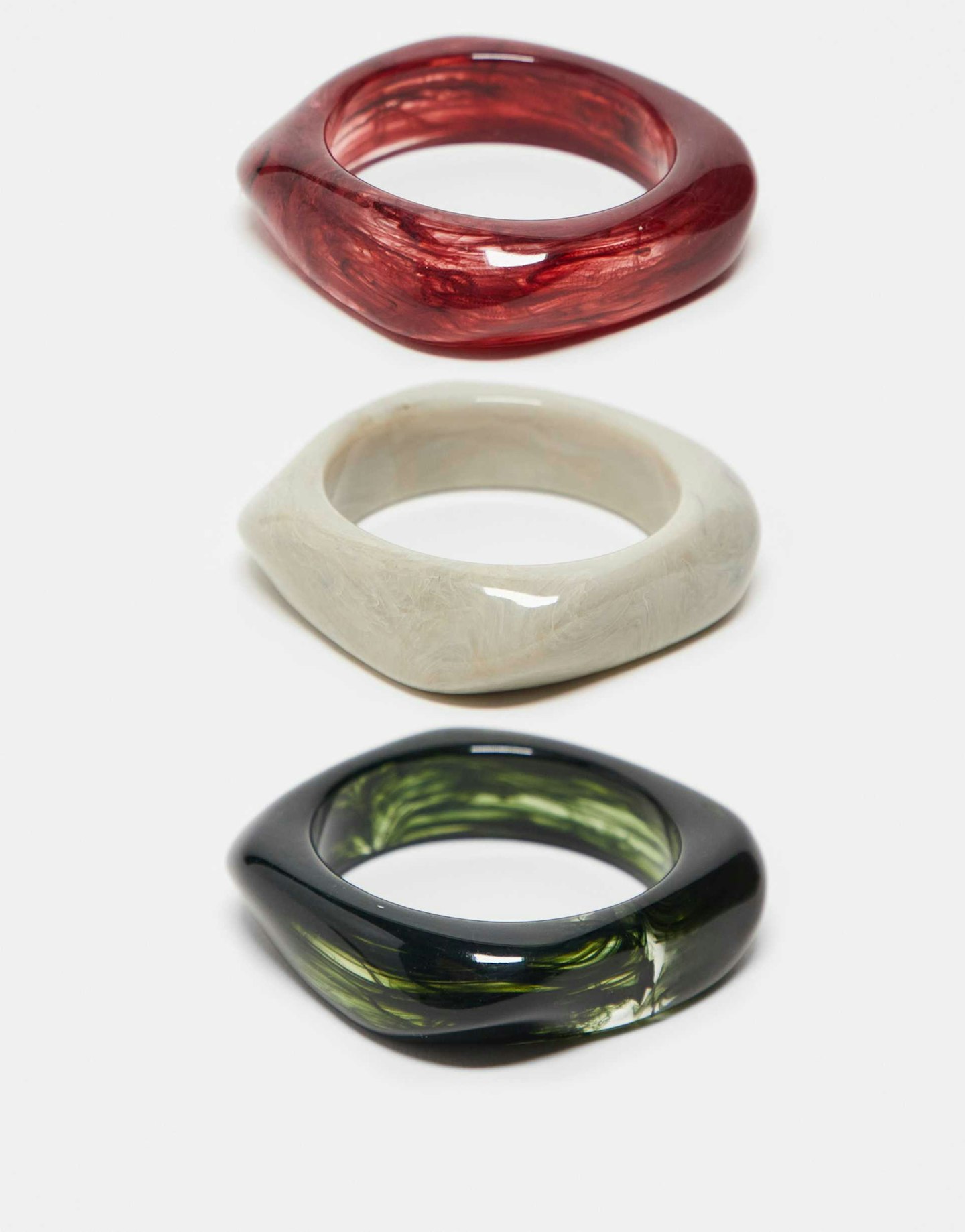SOS DESIGN 3 Resin Bangles Burgundy and Green