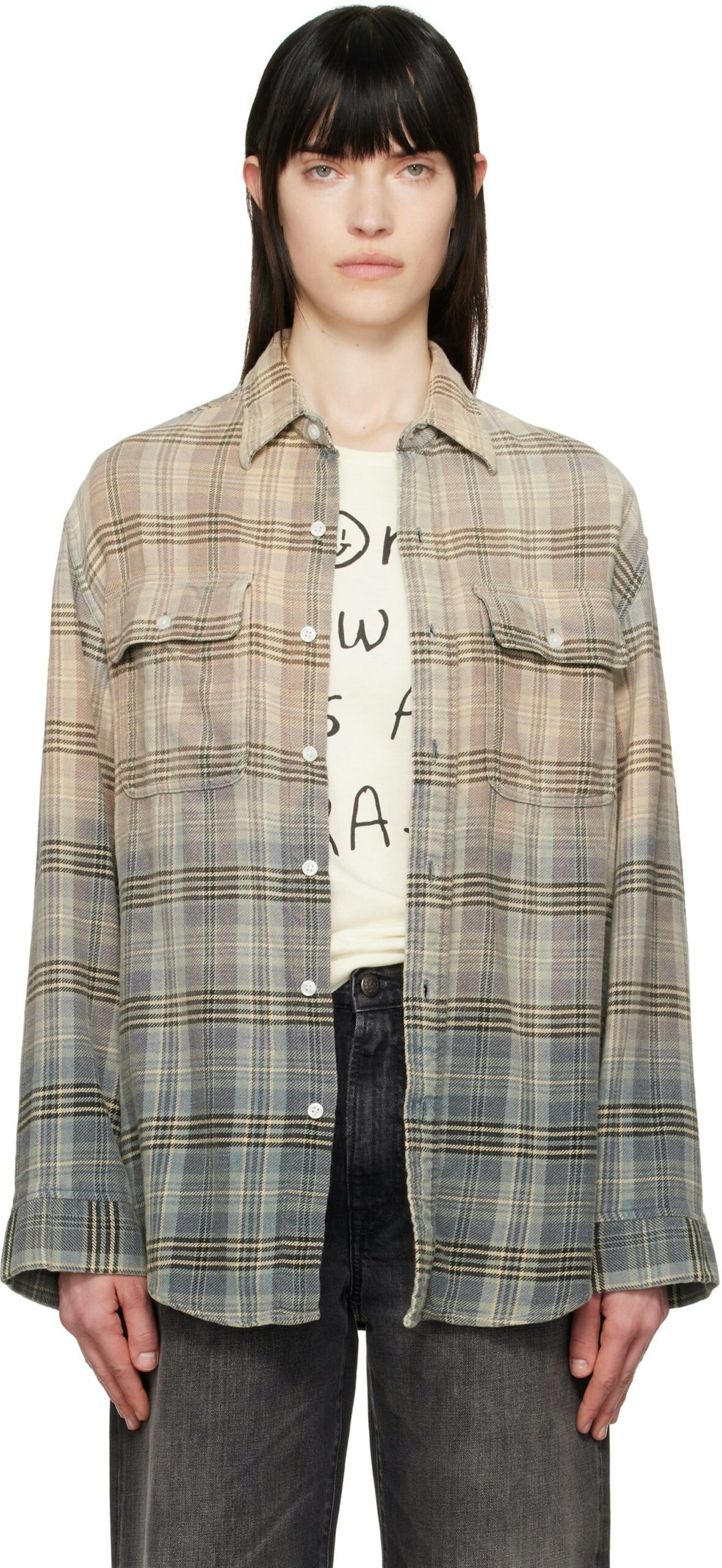 R13, Beige Relaxed Work Shirt