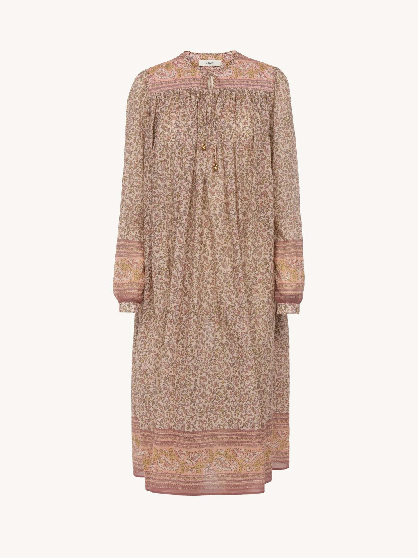Chloé, Gathered Tunic Dress in Cotton Voile