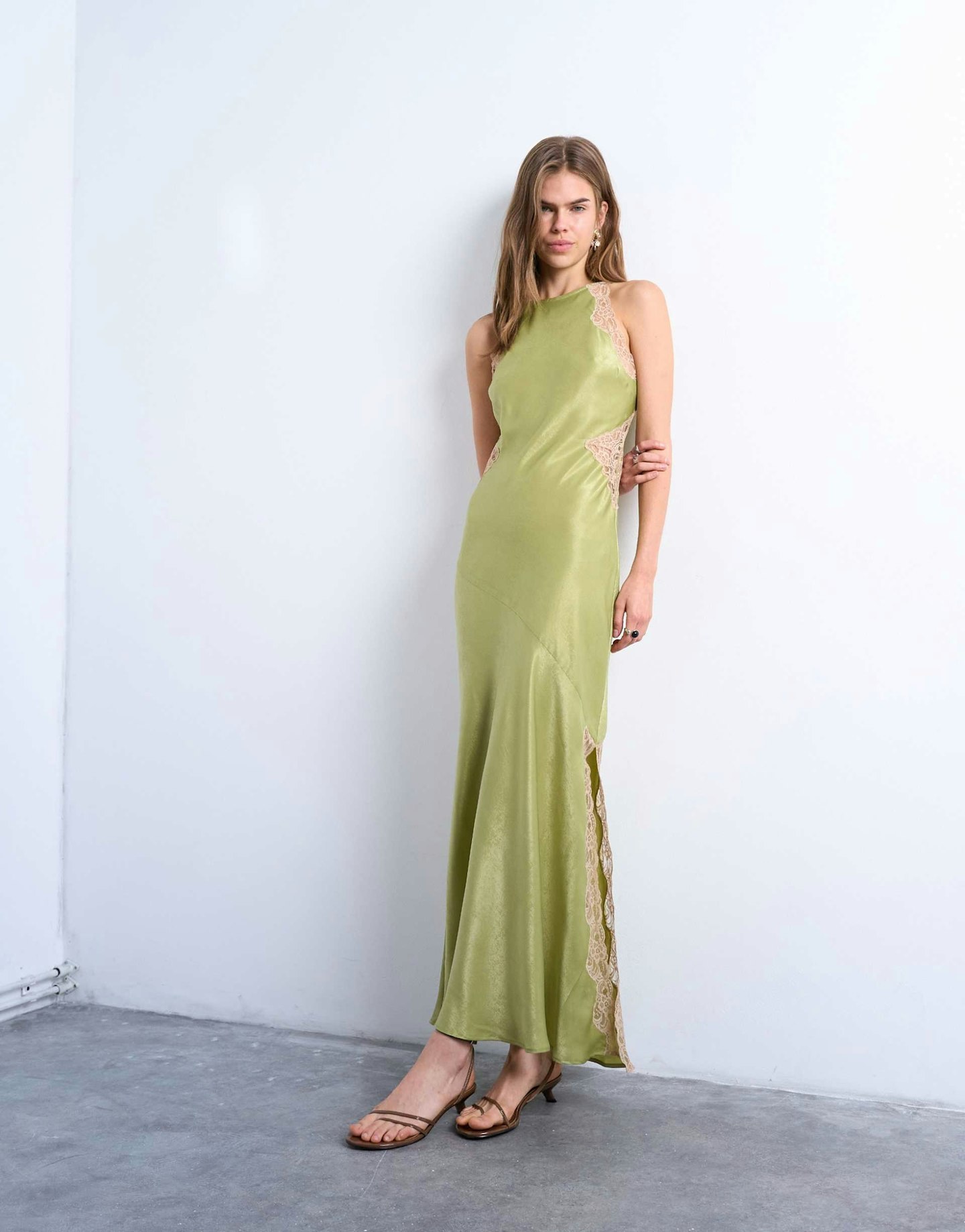 Topshop Lace Insert Midi Dress