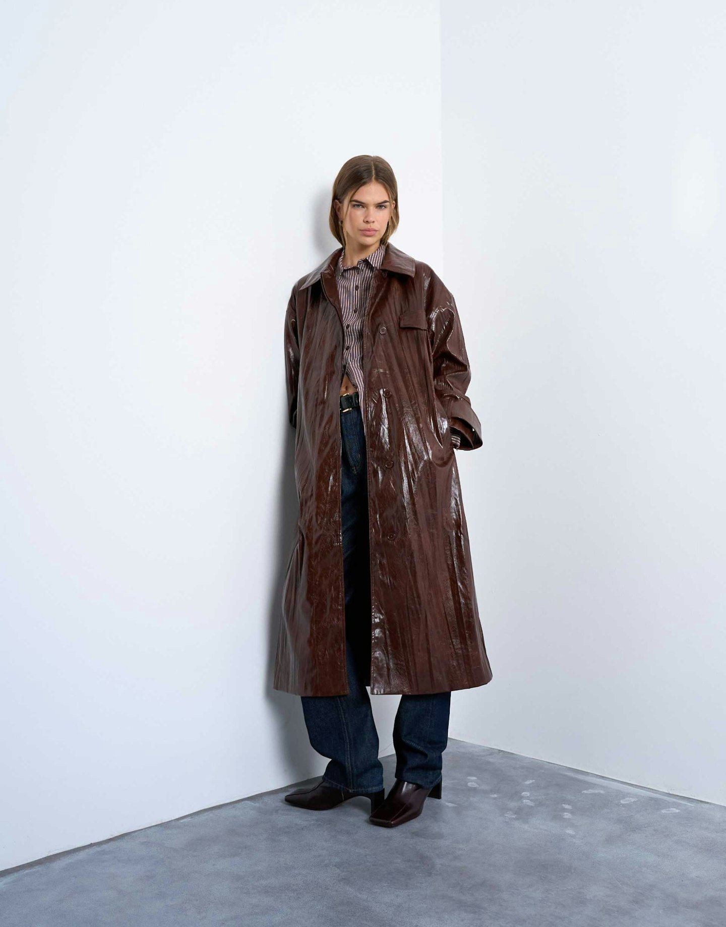 Topshop Faux Leather Trench Coat 