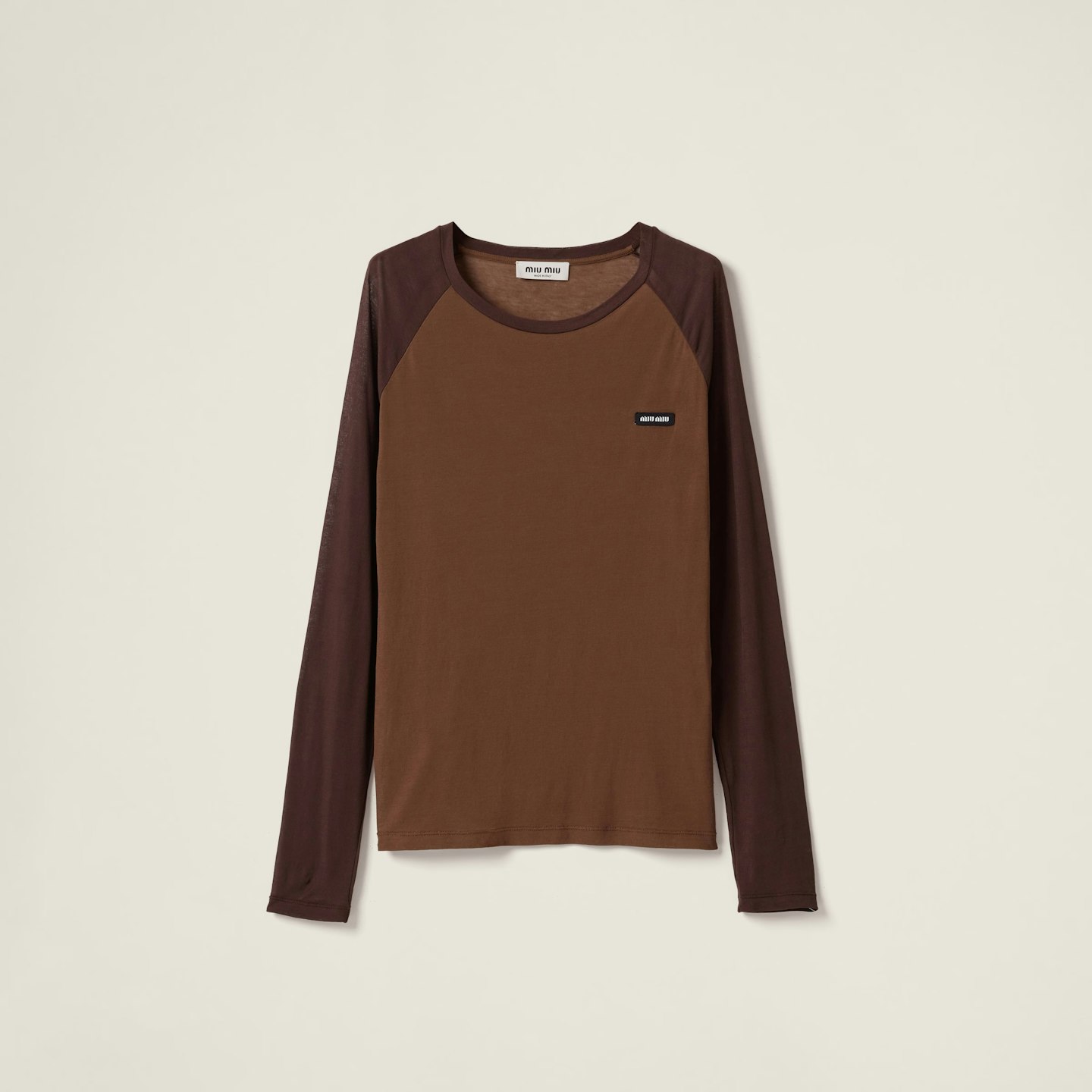 Miu Miu, Long-sleeved Ribbed Jersey T-shirt