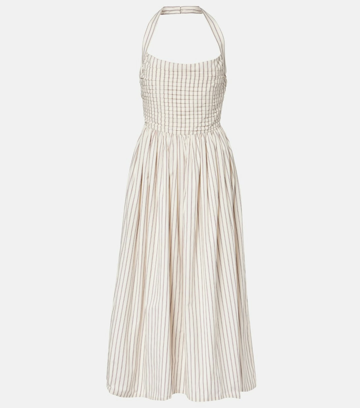 Markarian, Halterneck Striped Cotton Midi Dress