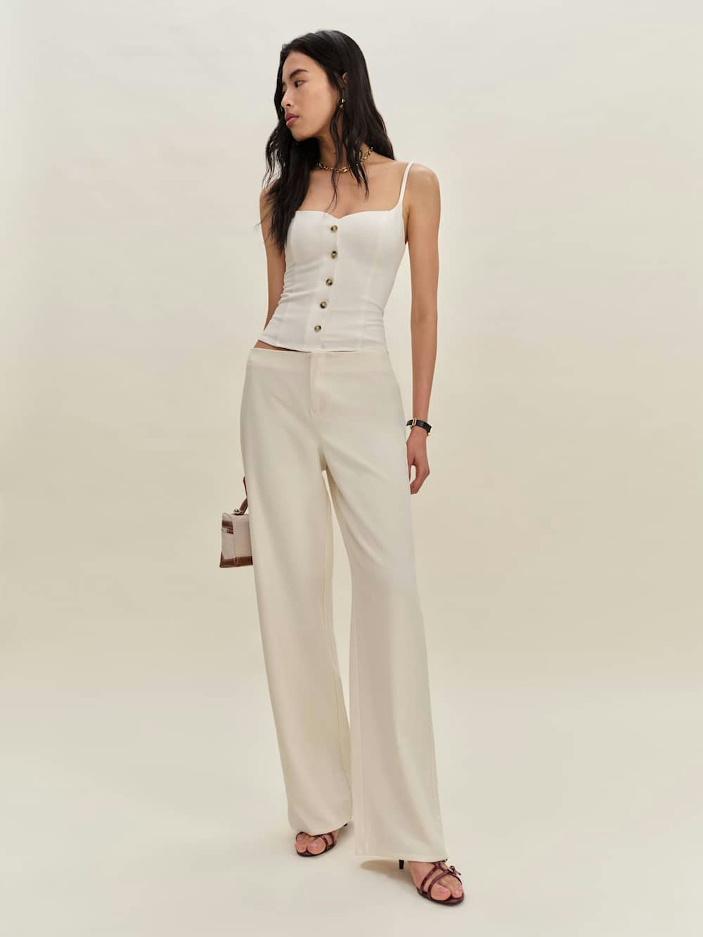 reformation, Vida Low Rise Trousers in Cream