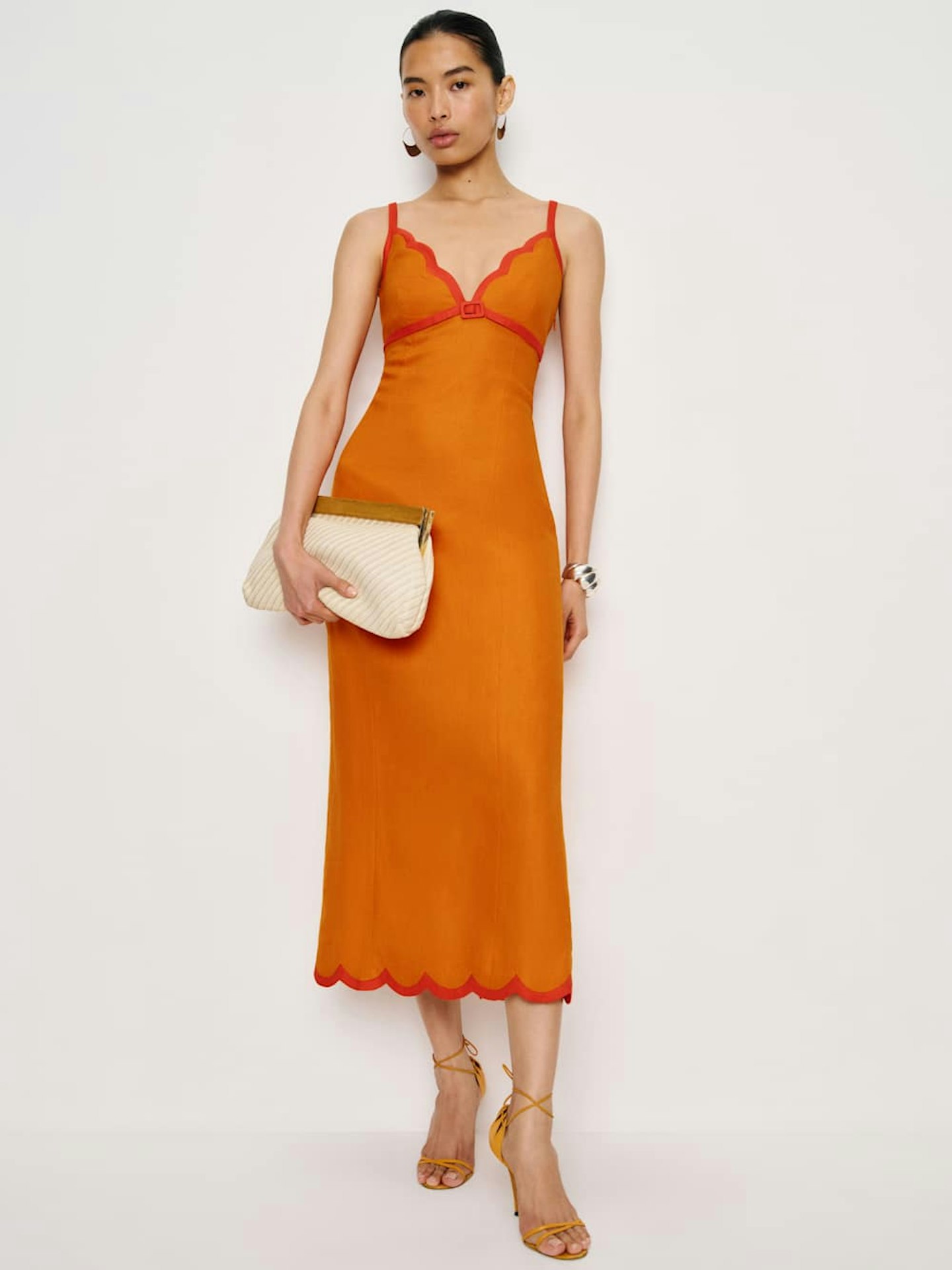 Reformation, Sara Linen Dress in Nectarine
