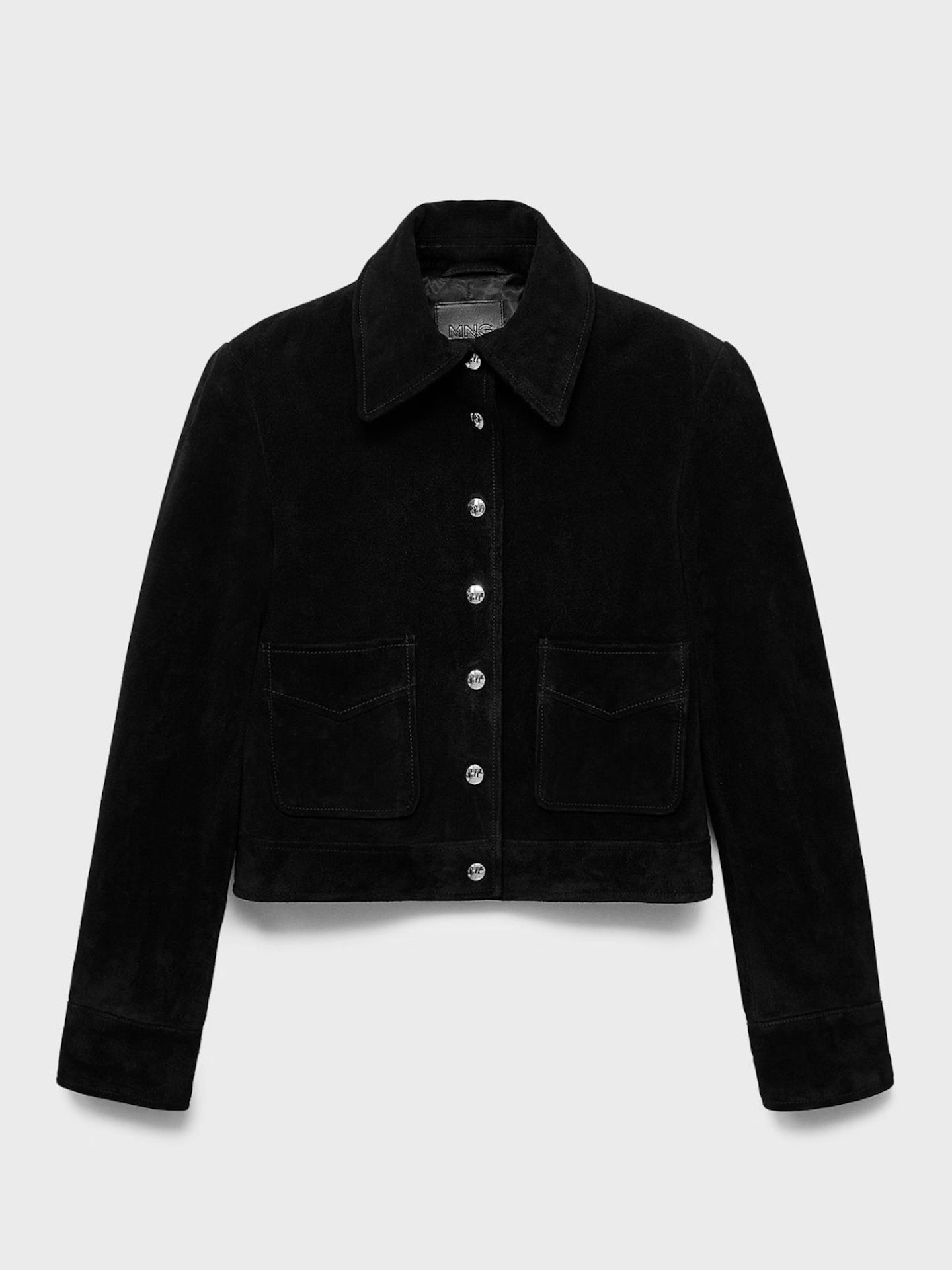 Mango, Suede Leather Jacket With Buttons