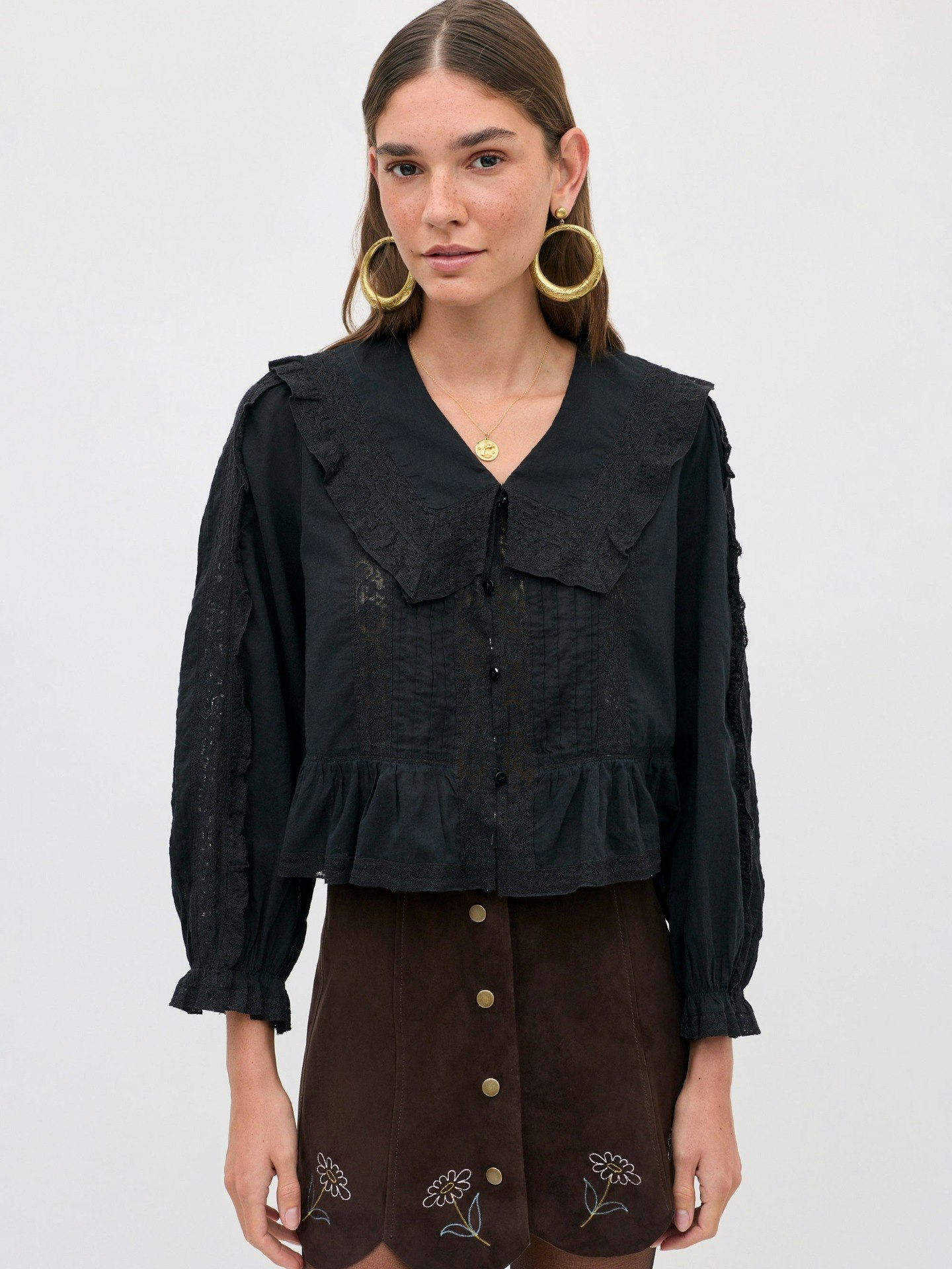 Rixo, Caris Embroidered Suede Mini Skirt