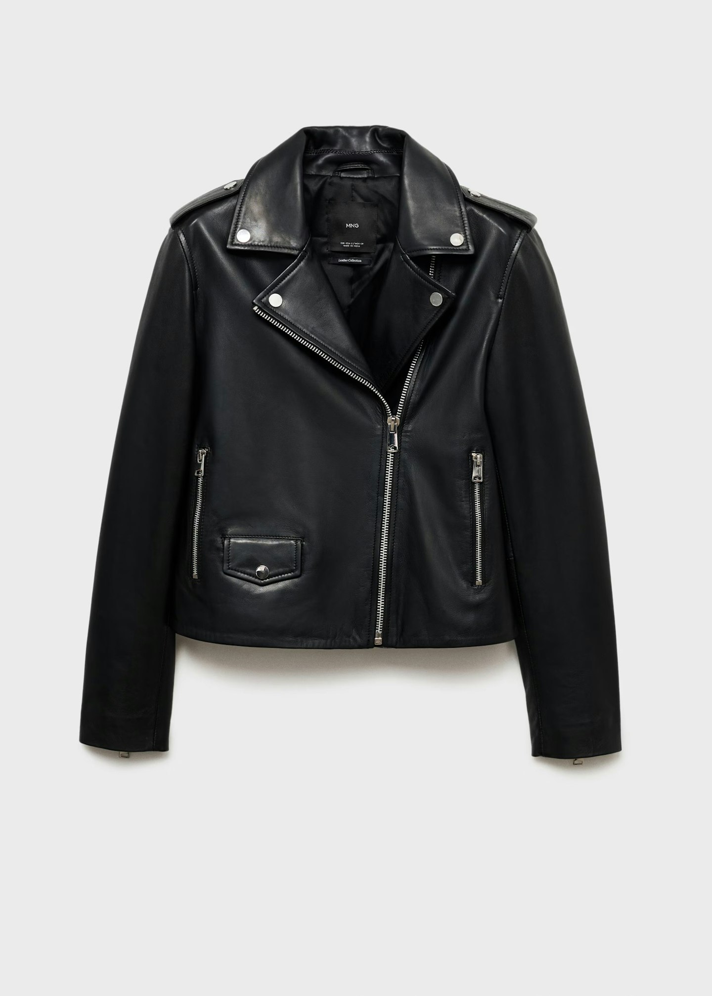 Mango, Leather Biker Jacket