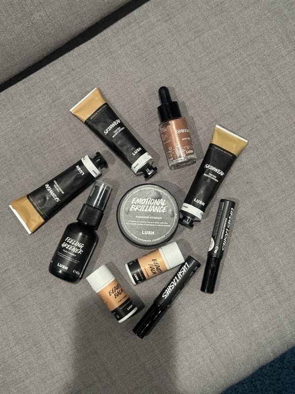 Sameeha testing the Lush make-up range