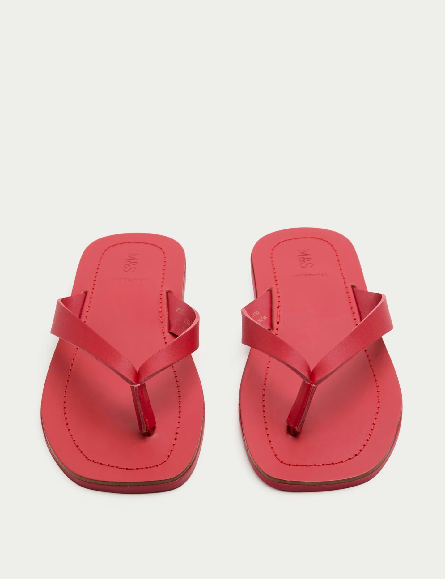 M&S Leather Flat Square Toe Flip Flops