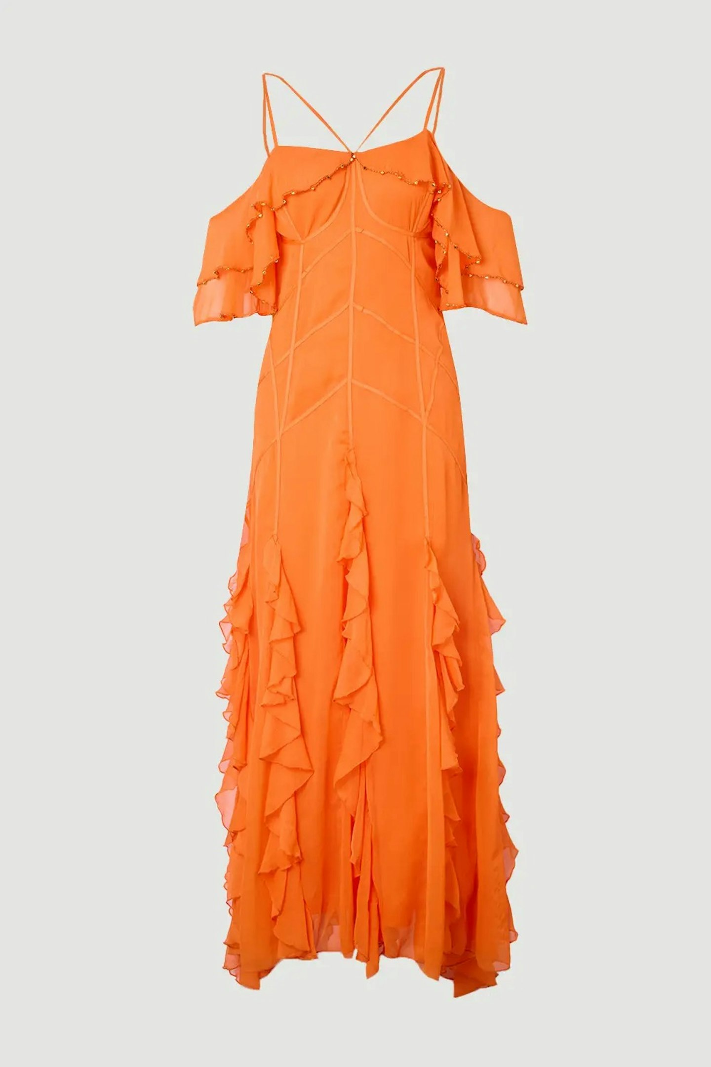 chinese dress ladies KAREN MILLEN Flower Print Pleated Maxi Dress Gown Size 2 UK 6 ladies –  Afashionistastore main image 0