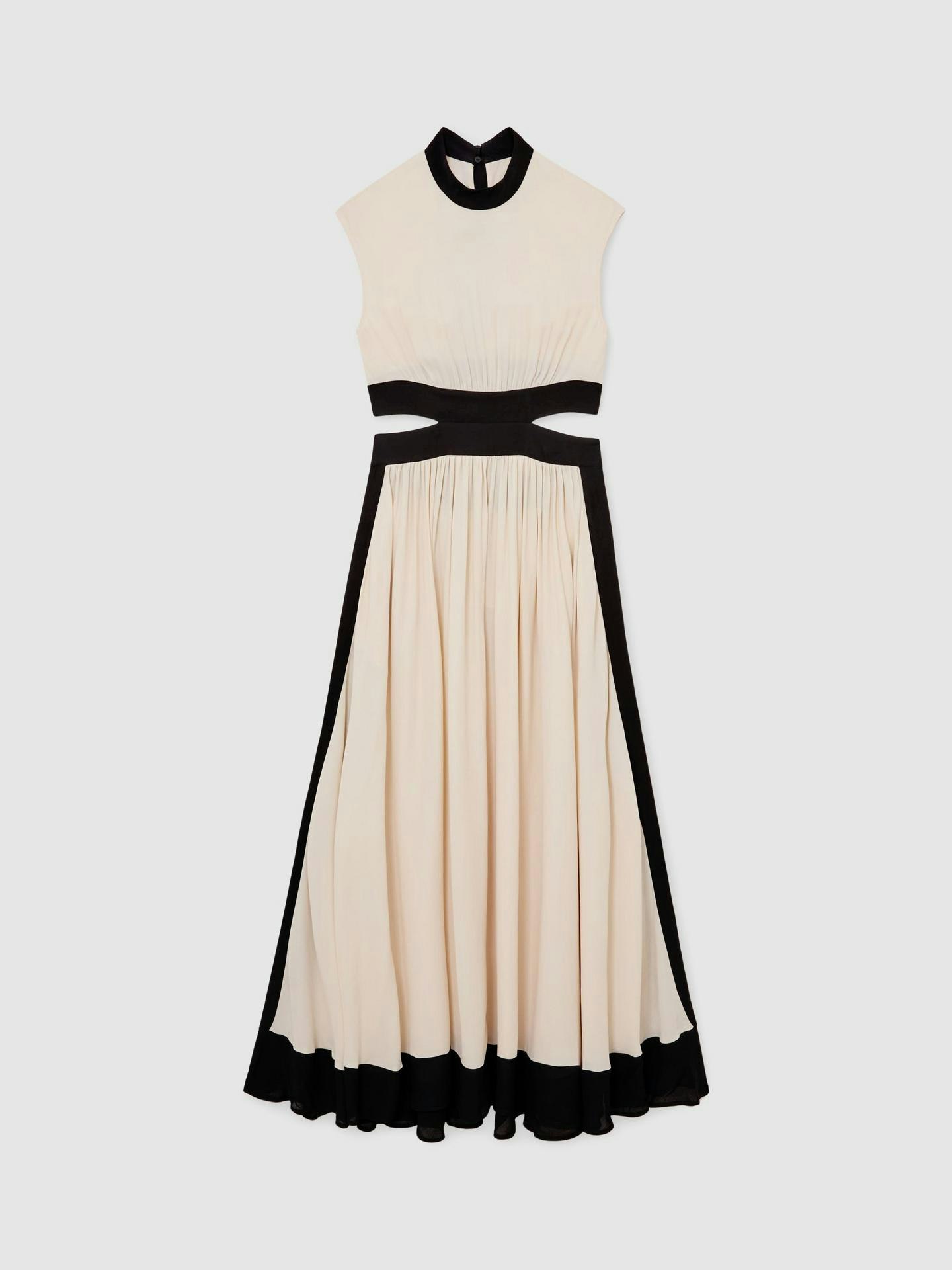how do reiss dresses fit Reiss Jersey Ruched Racer Midi Dress in Chocolate Brown