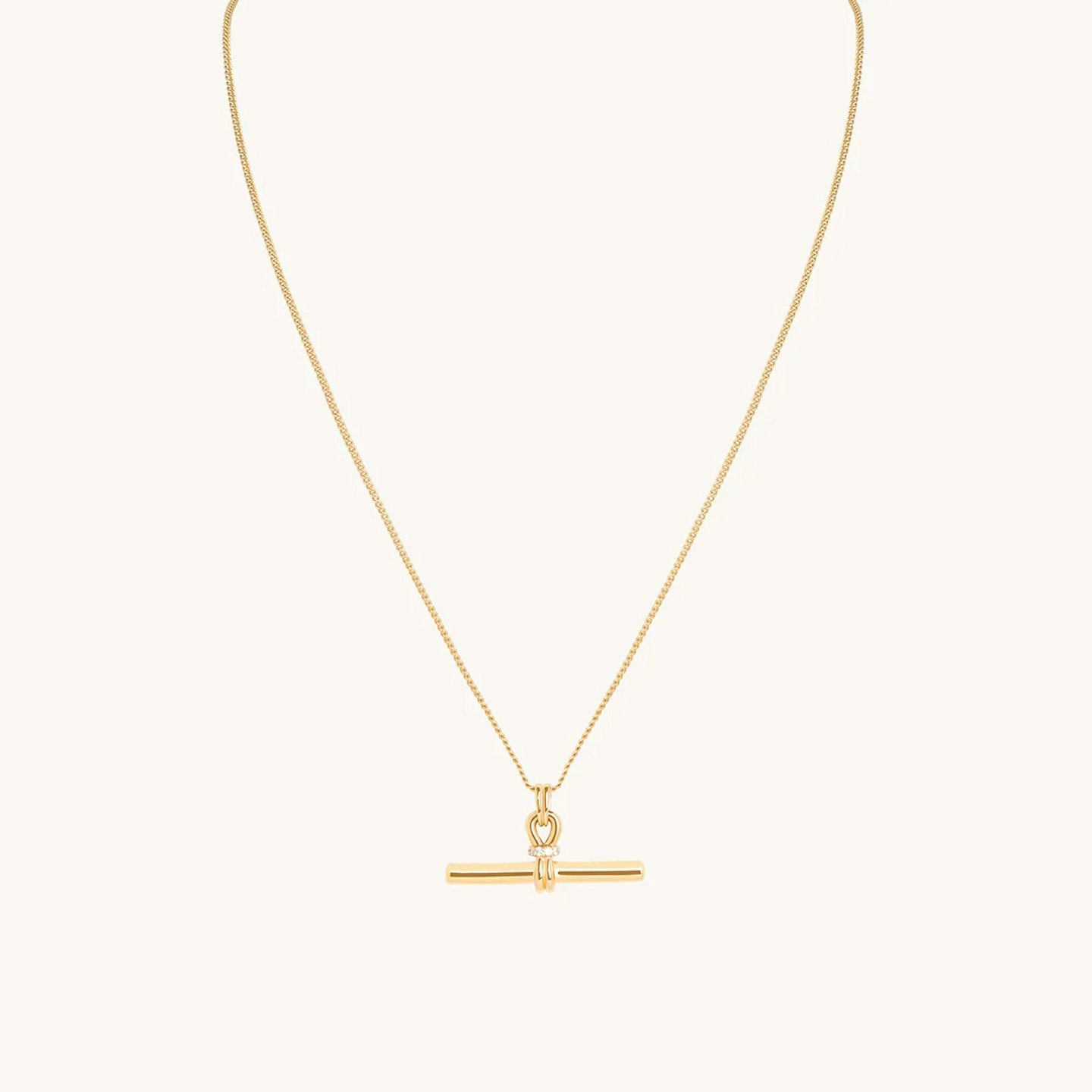 Astrid & Miyu Hardware T-Bar Pendant Necklace in Gold