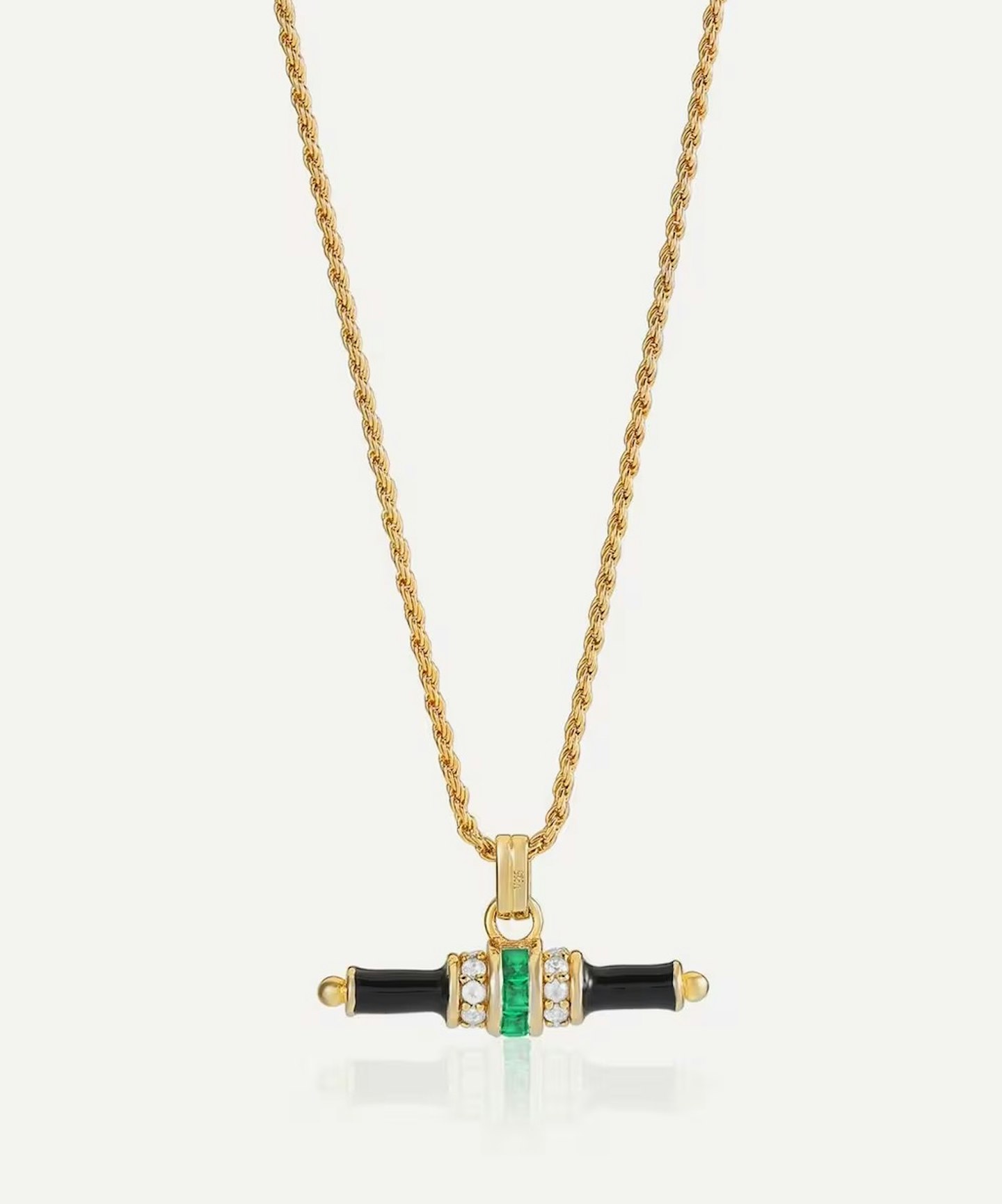 Laura Vann Bridget Black Enamel T-Bar Pendant Necklace