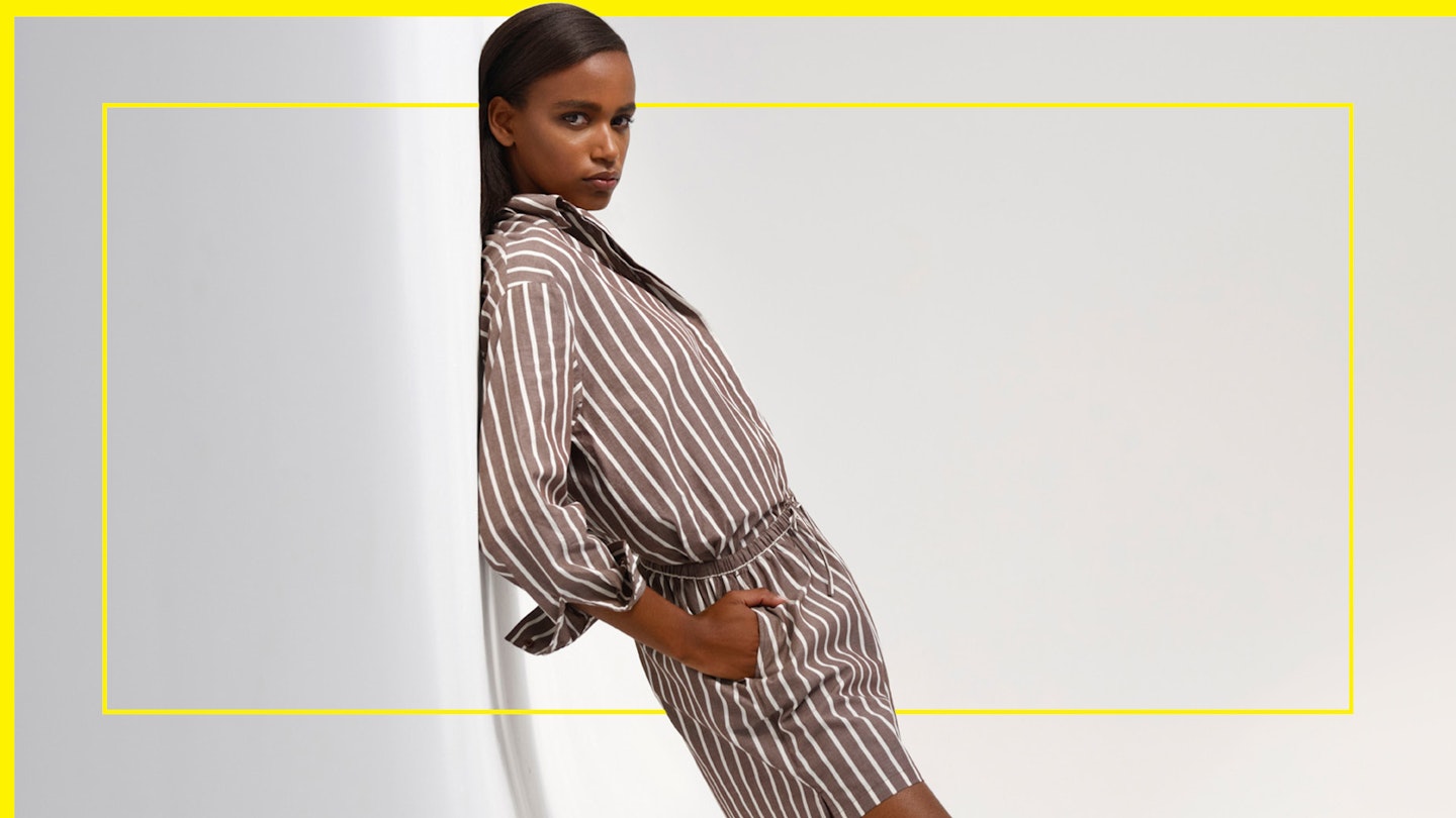 primark striped shirt dress Primark T-shirt Jersey Dress Light Blue Stripes Open Neckline With Bow Size L