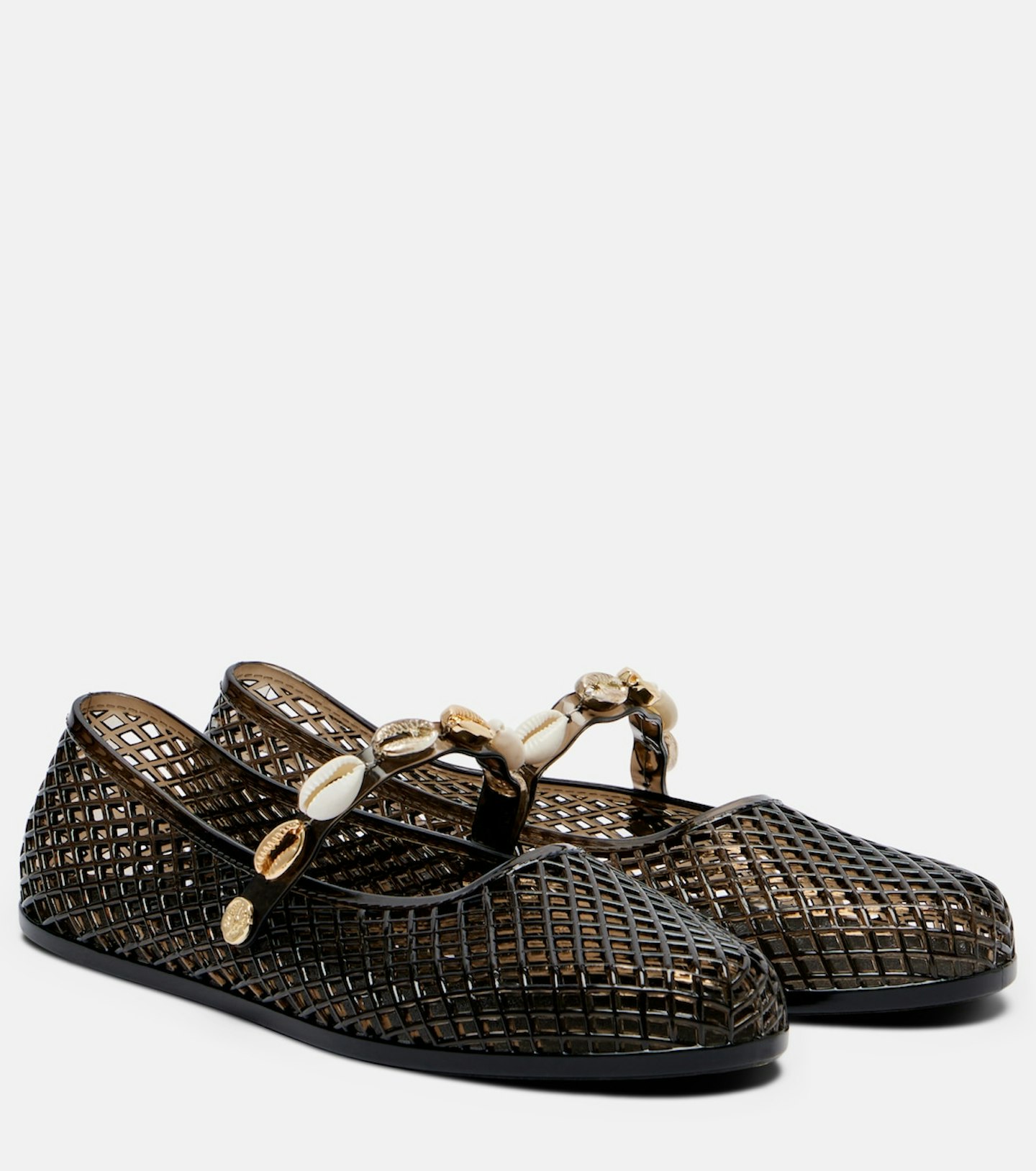 Ancient Greek Sandals, Iron Embellished Fishnet Ballet Flats