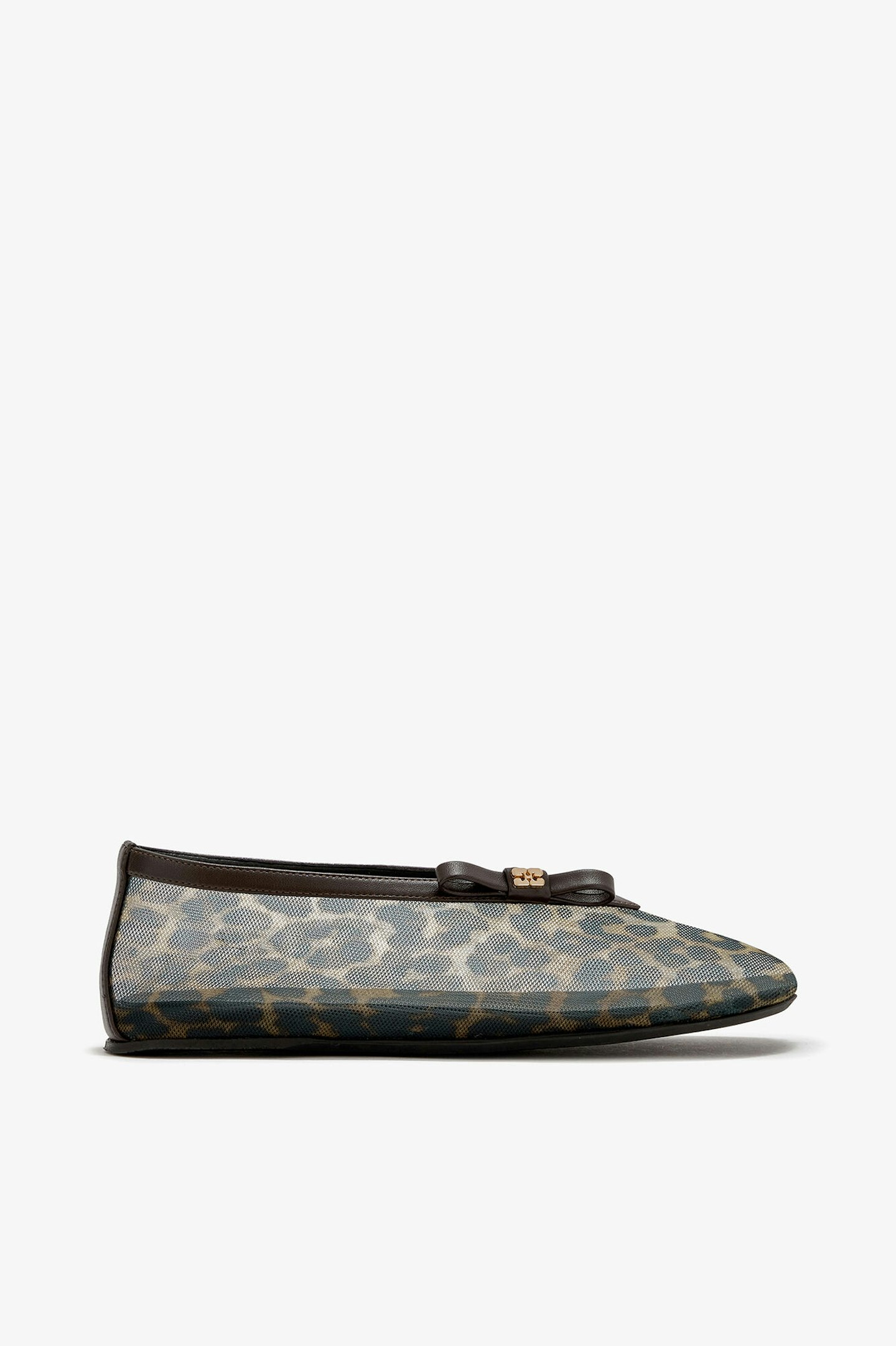Ganni, Jenny Ballerina in Leopard Mesh