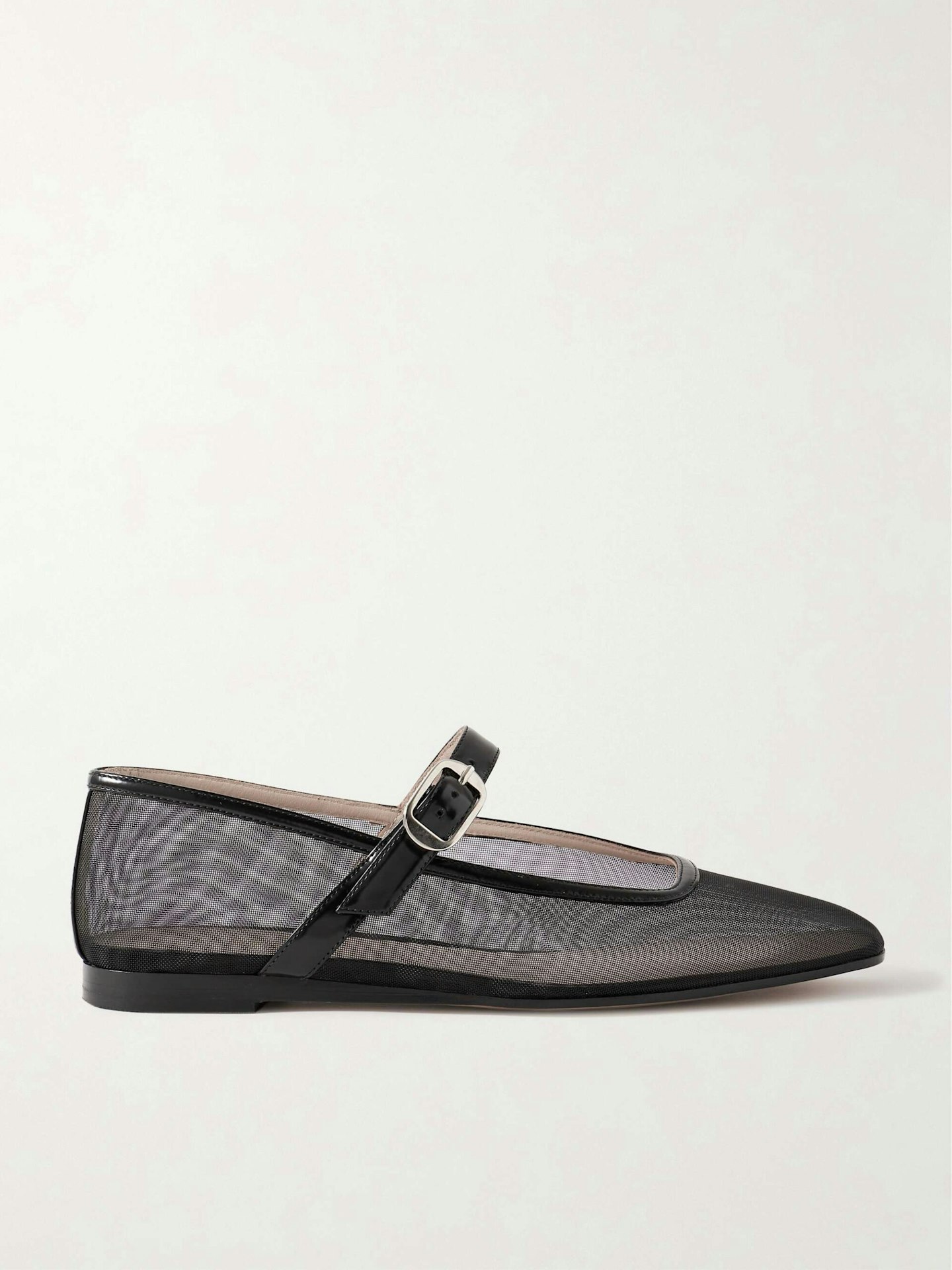 Le Monde Beryl, Patent Leather-Trimmed Mesh Ballet Flats