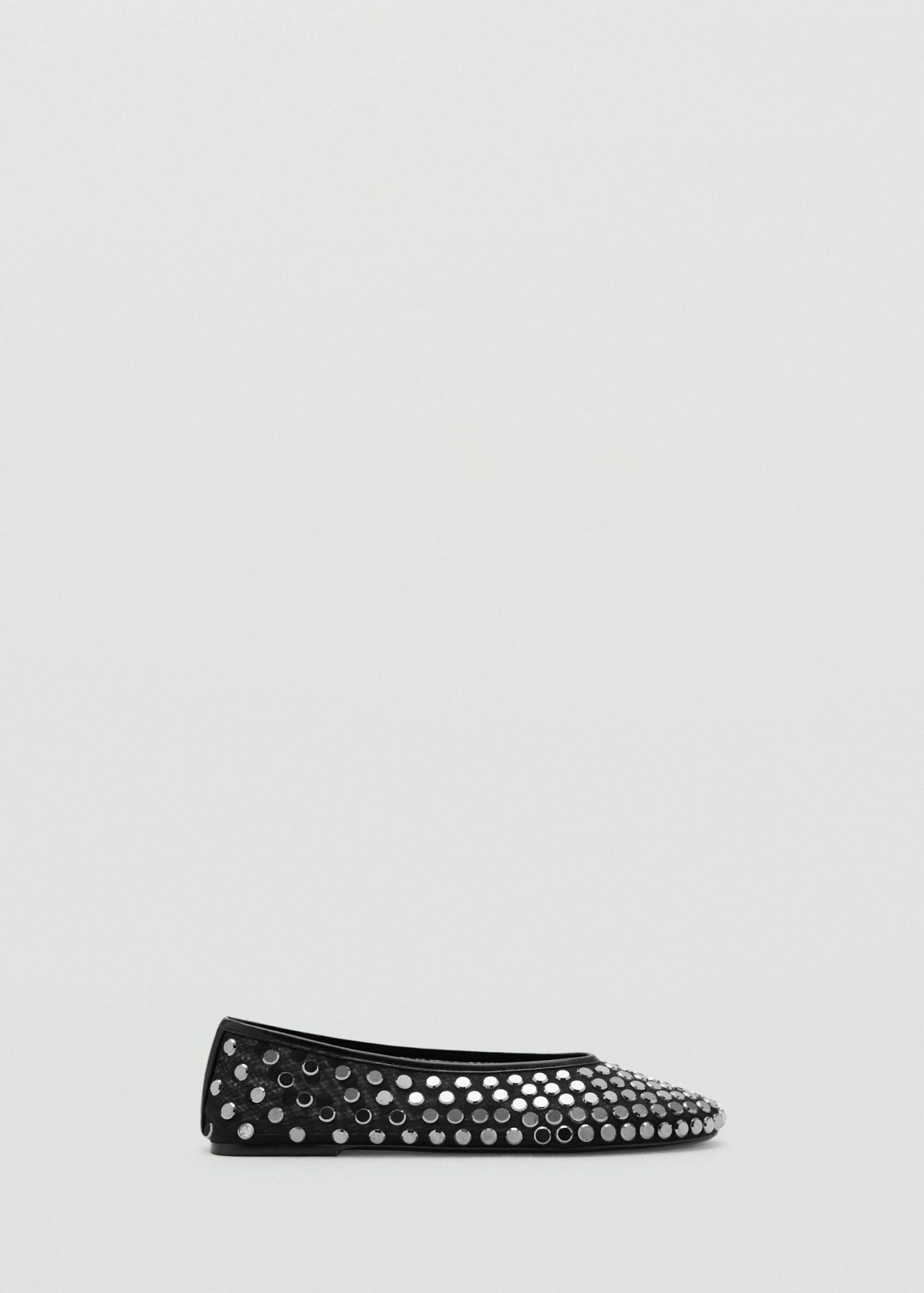 Mango, Mesh Ballet Flats With Studs
