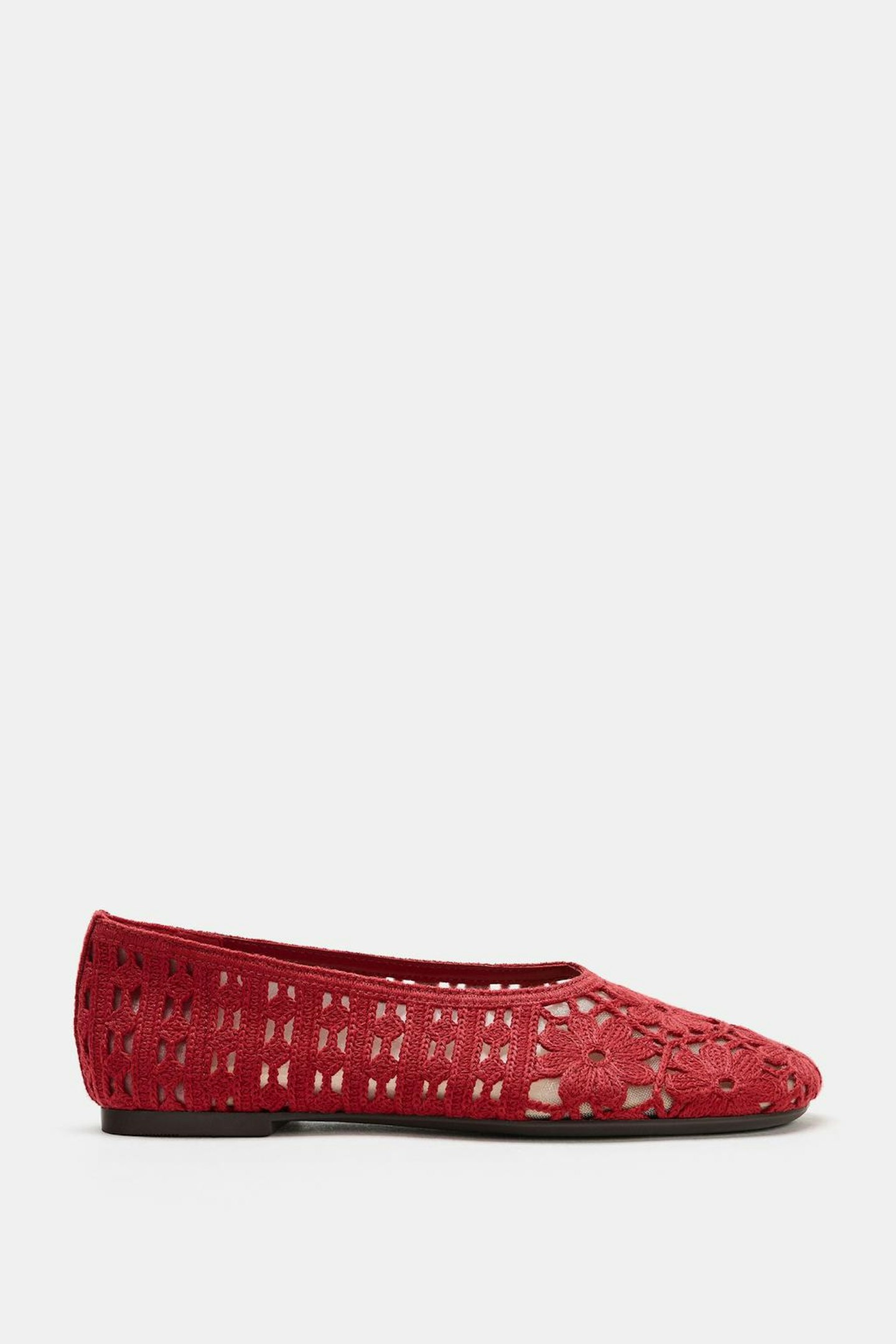 Zara, Floral Crochet Ballet Flats