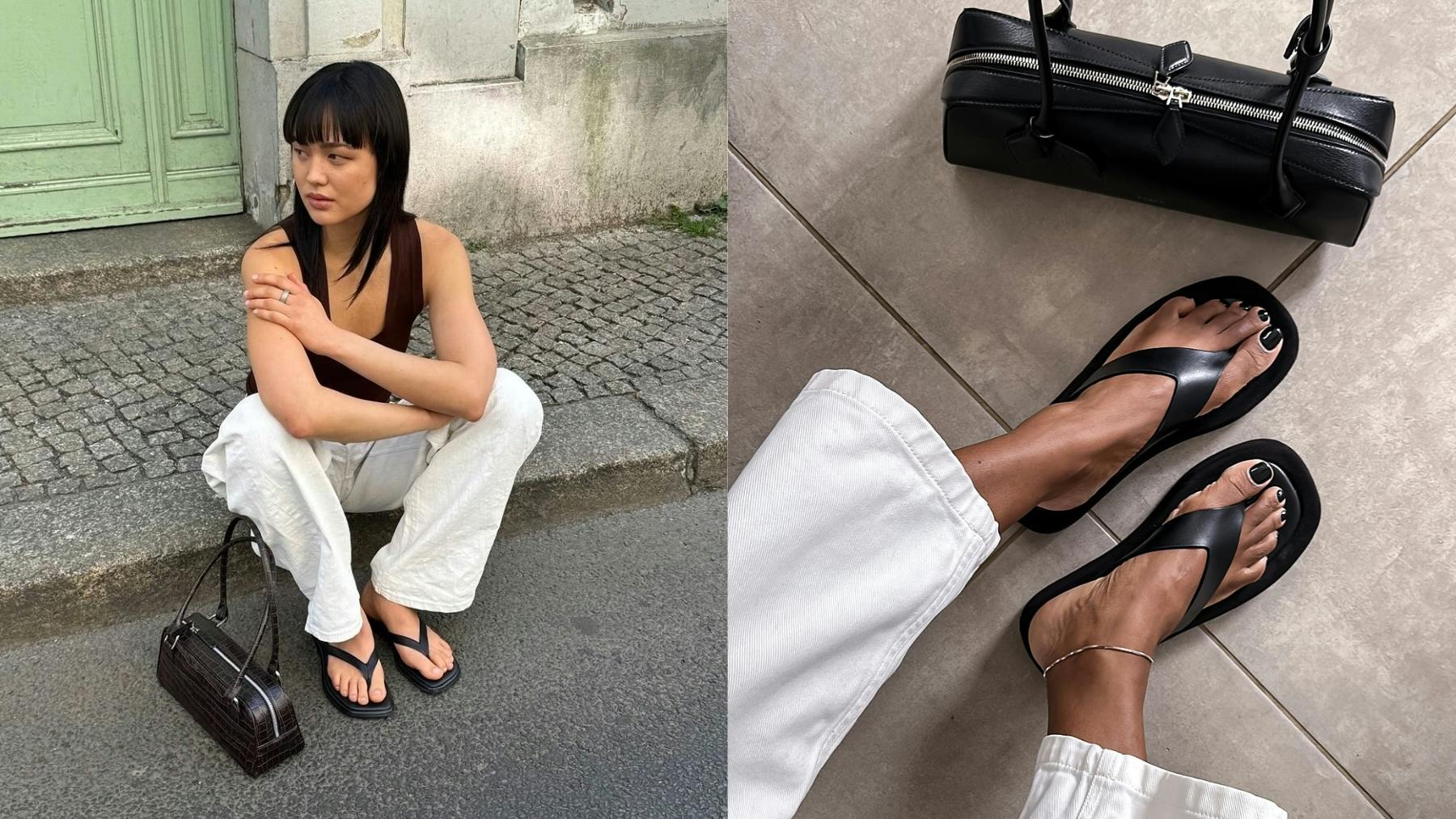 From London to Paris, stylish women are wearing these fast-selling leather flip-flops right now