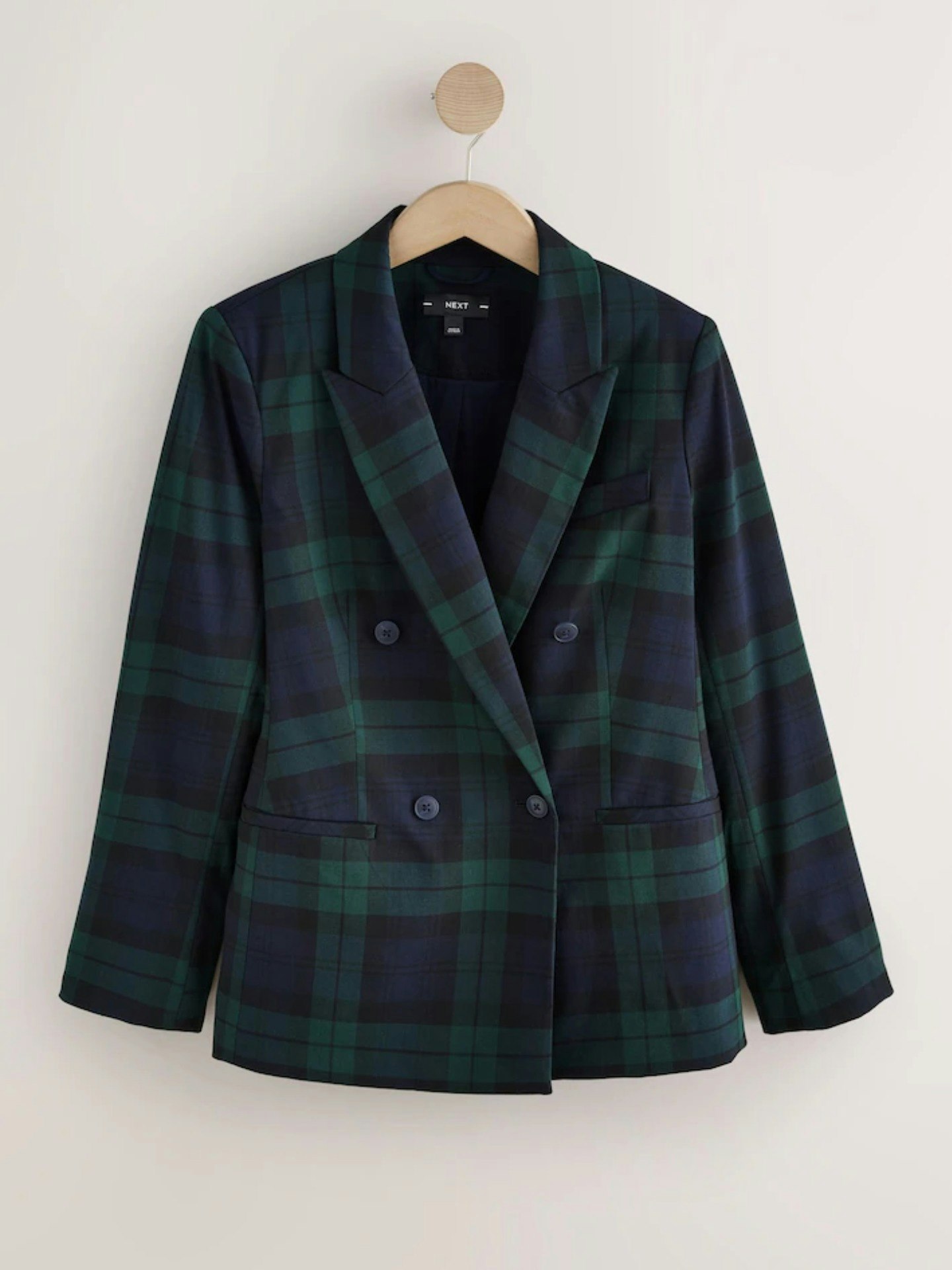 Next, Black/Green Check Double Breasted Blazer