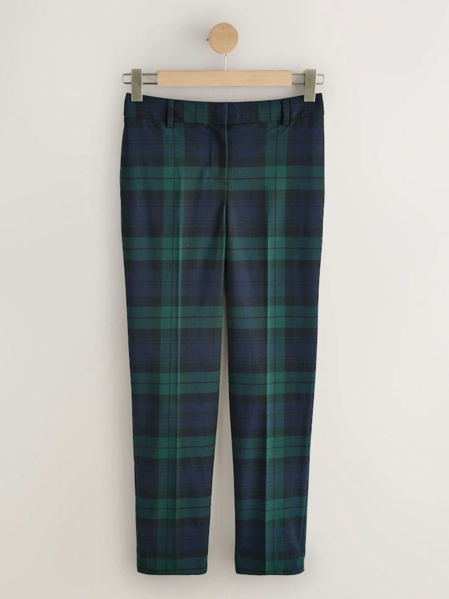 Next, Black/Green Check Slim Trousers